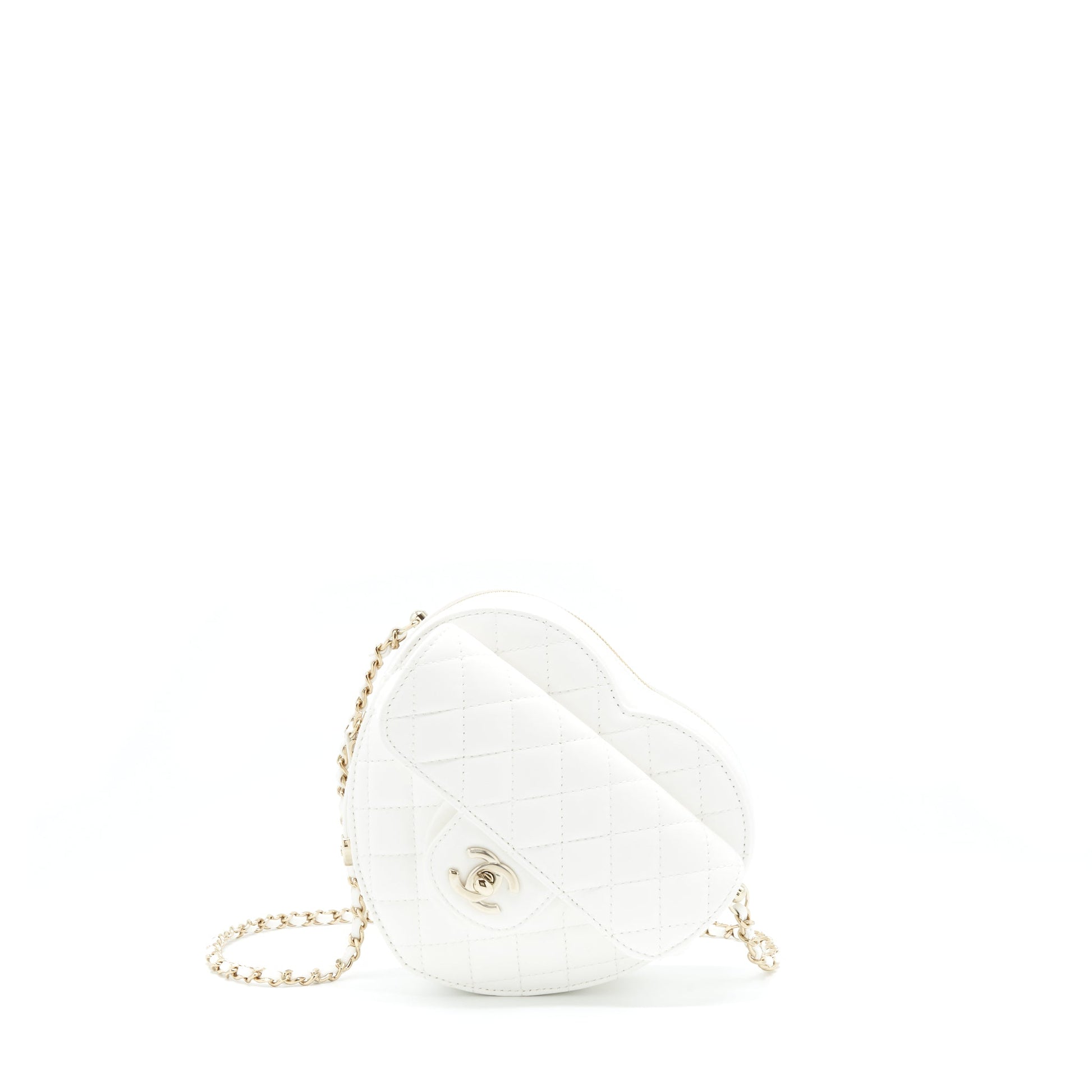 Chanel 22S Heart Lambskin LGHW Microchip White Handbag Microchip 1