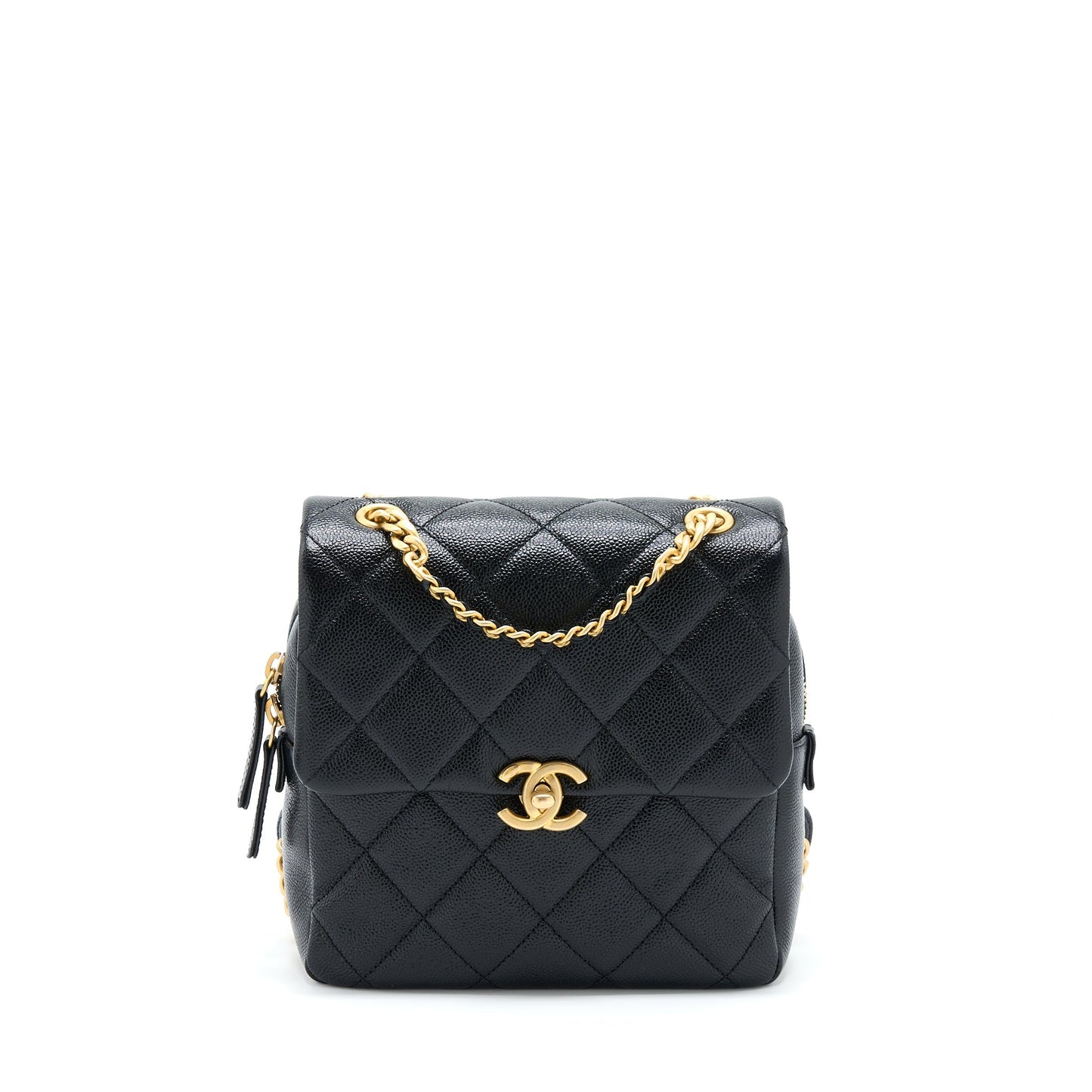 Chanel 22P Flap Backpack Caviar GHW Microchip Black