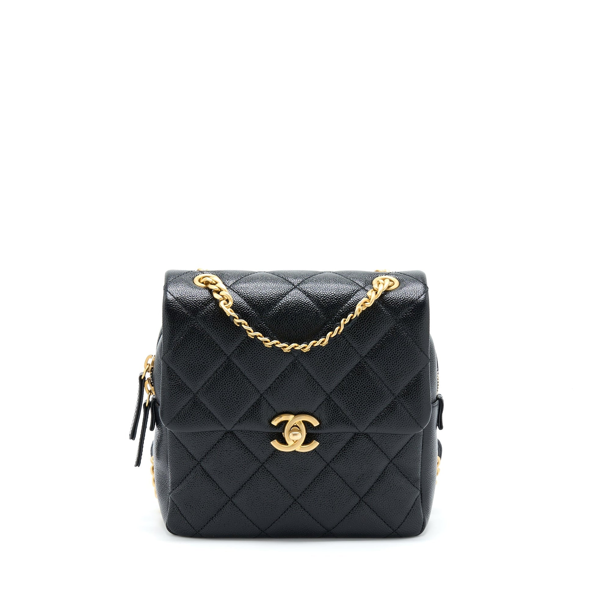 Chanel 22P Flap Backpack Caviar GHW Microchip Black