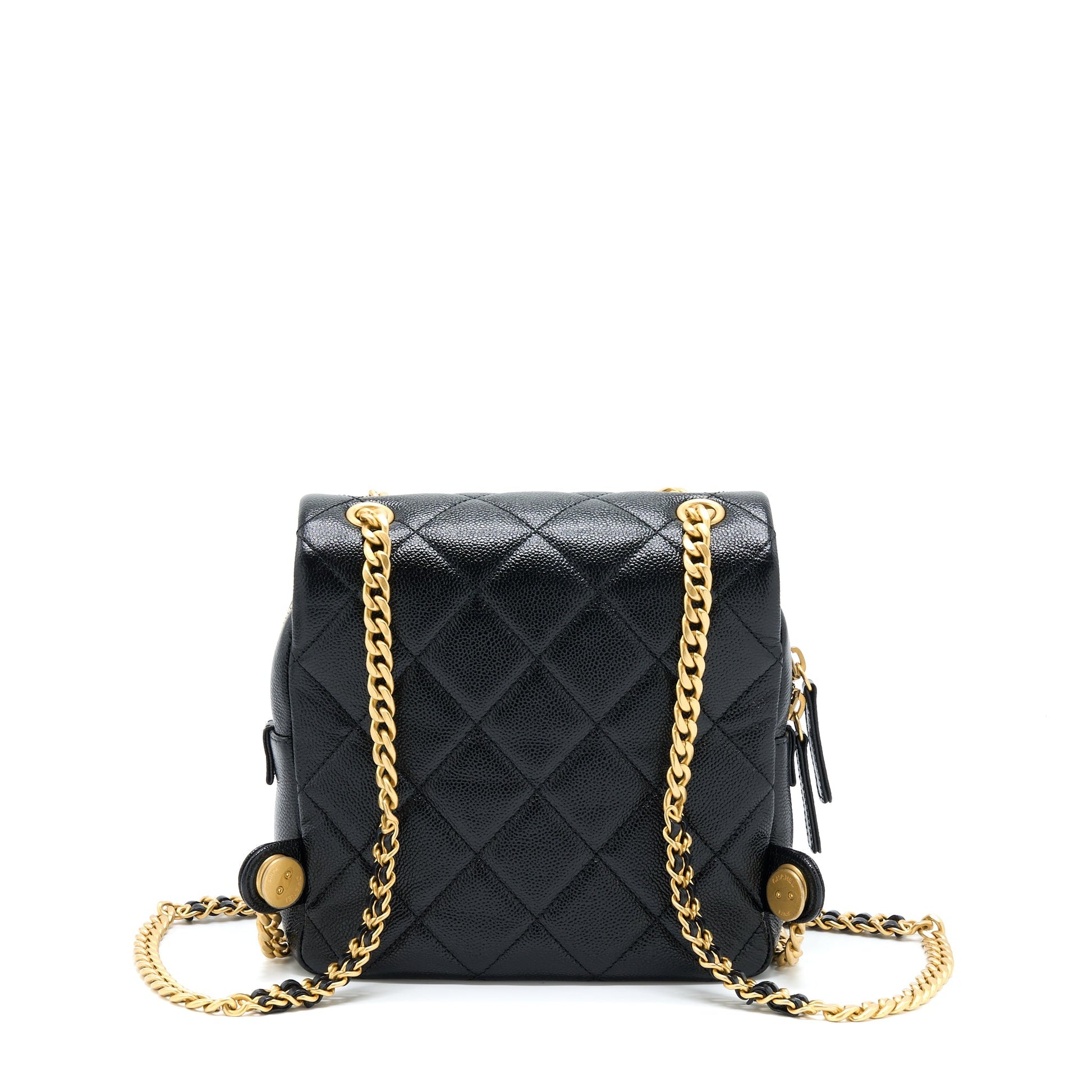 Chanel 22P Flap Backpack Caviar GHW Microchip Black