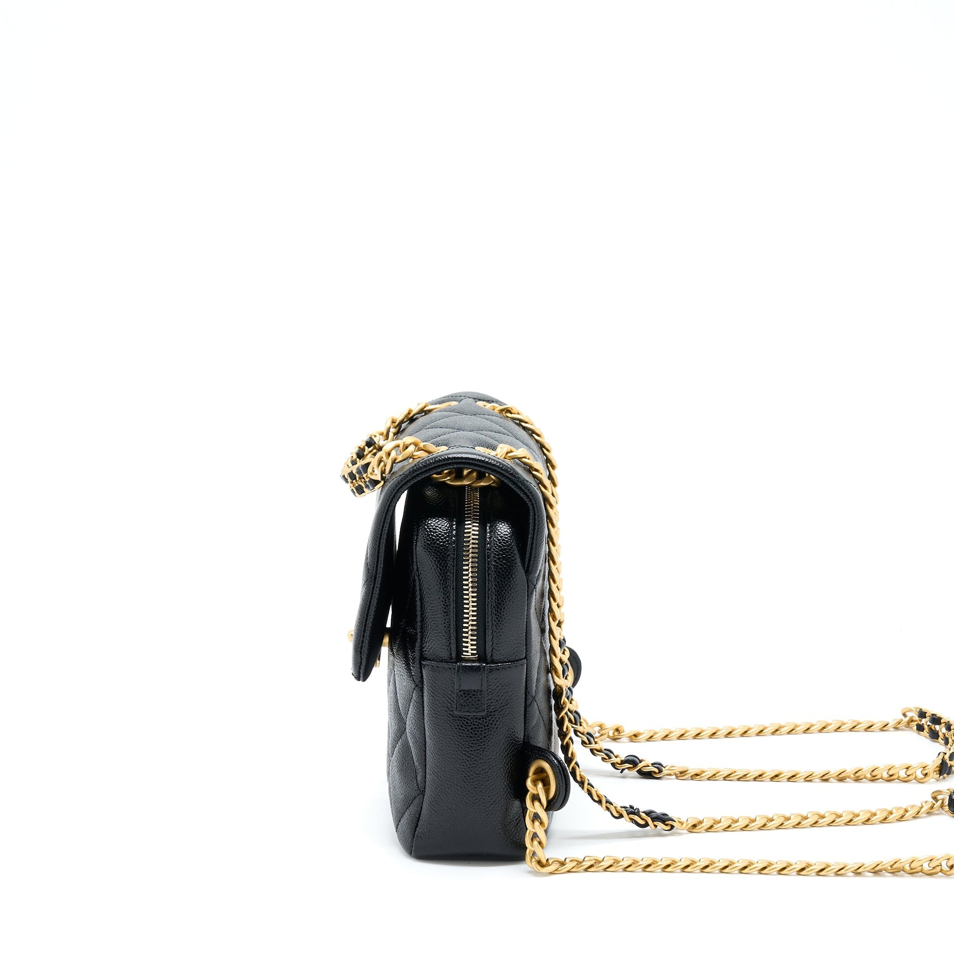 Chanel 22P Flap Backpack Caviar GHW Microchip Black