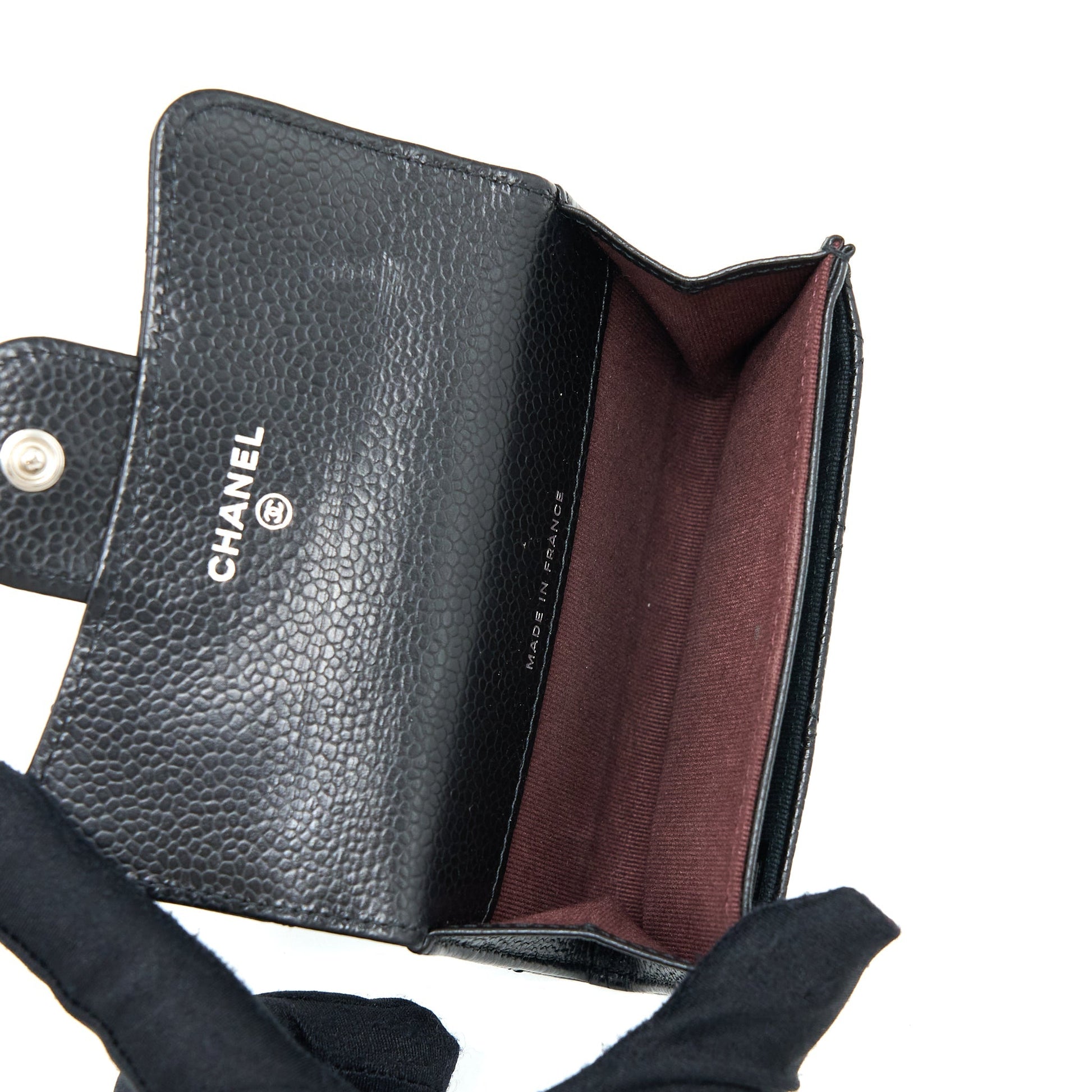 Chanel Classic Flap Card Holder Caviar SHW Black Wallet Case Shw 4