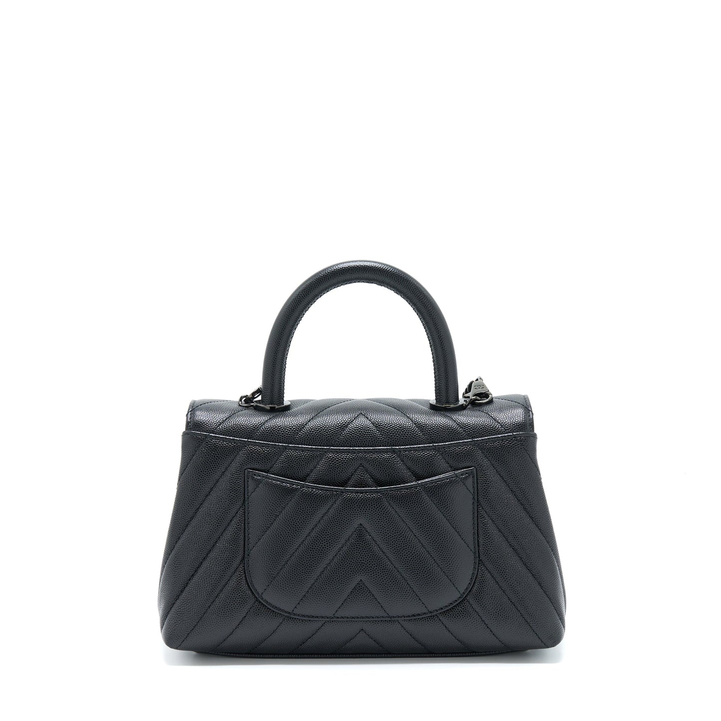 Chanel Coco Handle Chevron Caviar So Black Small Handbag