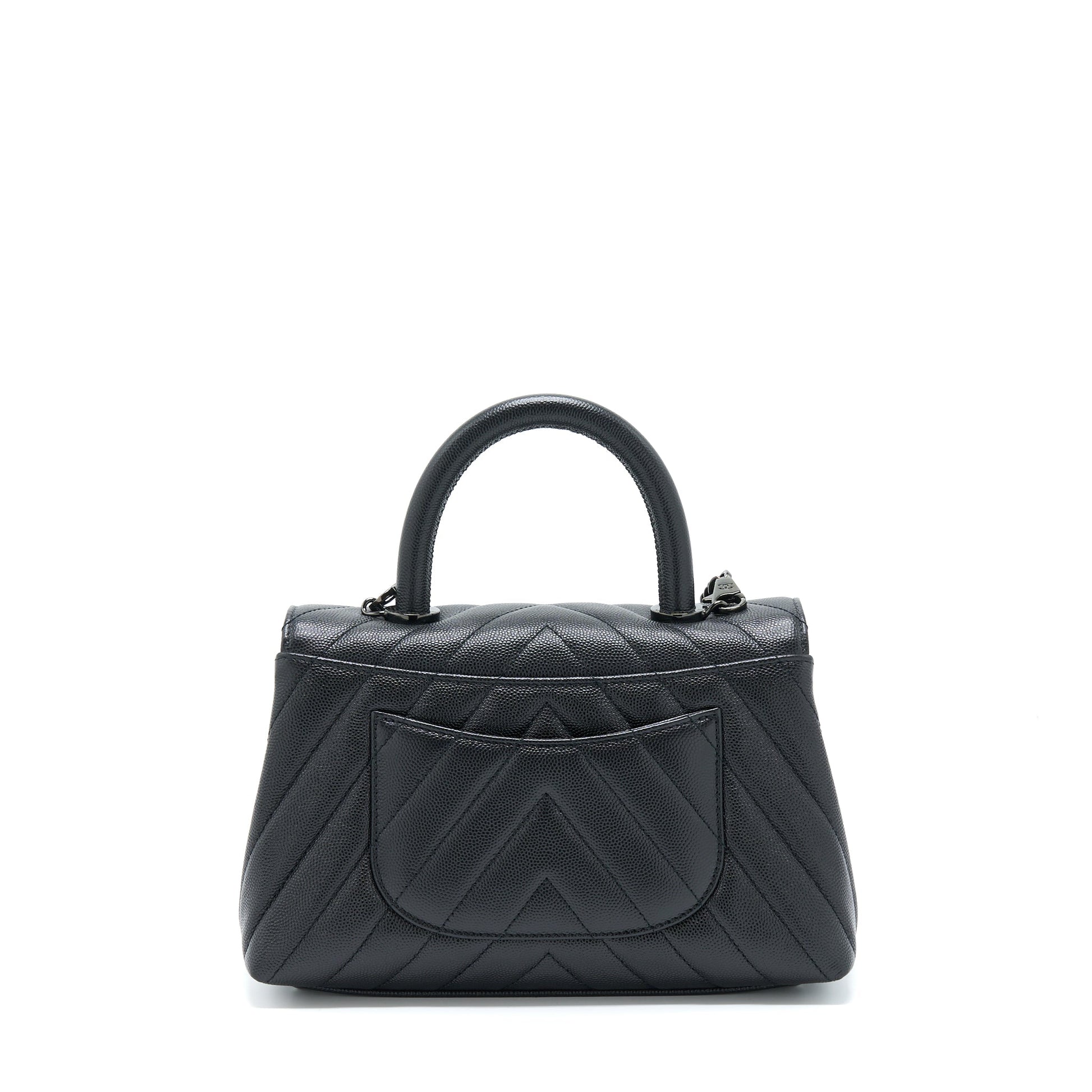 Chanel Coco Handle Chevron Caviar So Black Small Handbag