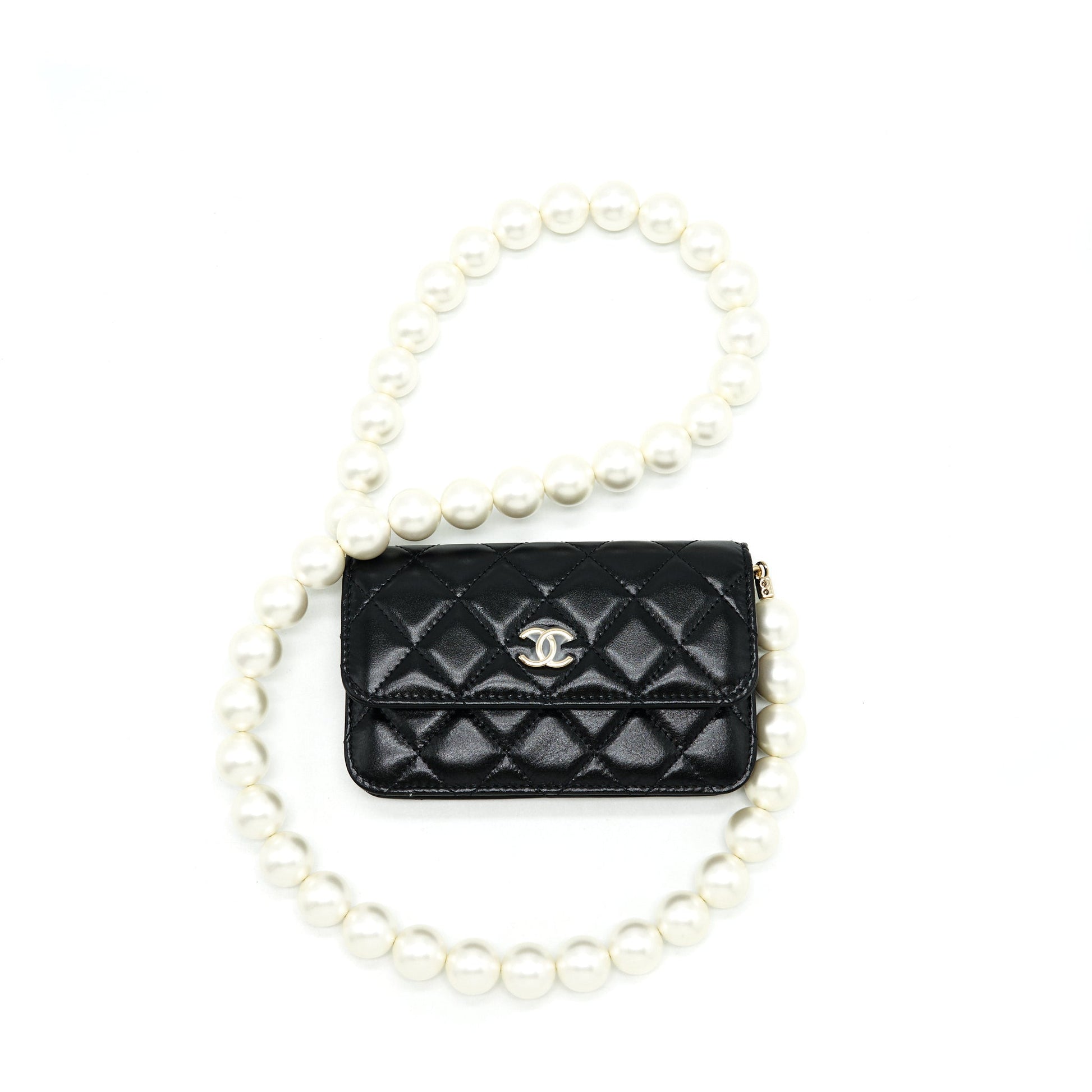 Chanel Giant Pearl Calfskin LGHW Black Clutch Bag Black 1