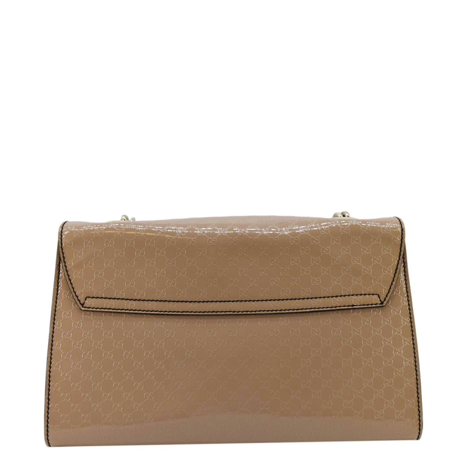 Gucci Emily ssima Patent Chain Shoulder Bag Leather Cream
