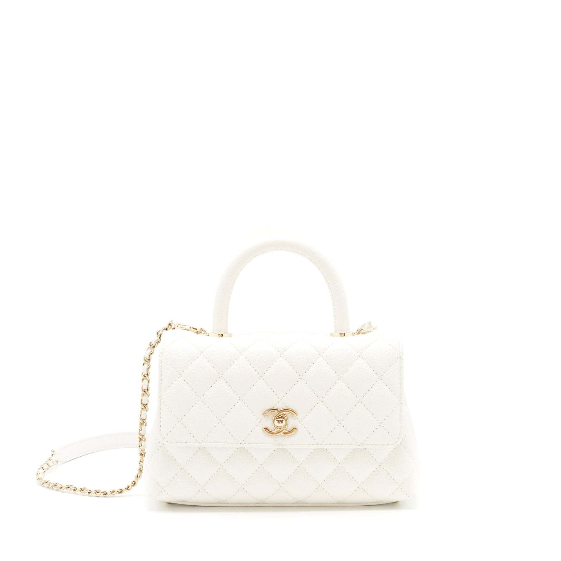 Chanel Coco Handle Caviar LGHW Microchip White Small Handbag Microchip 1