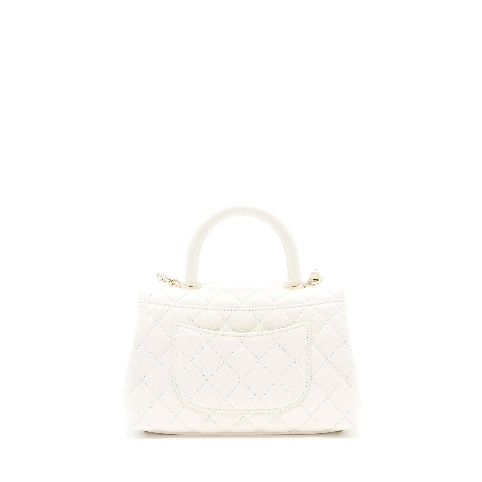 Chanel Coco Handle Caviar LGHW Microchip White Small Handbag Microchip 1
