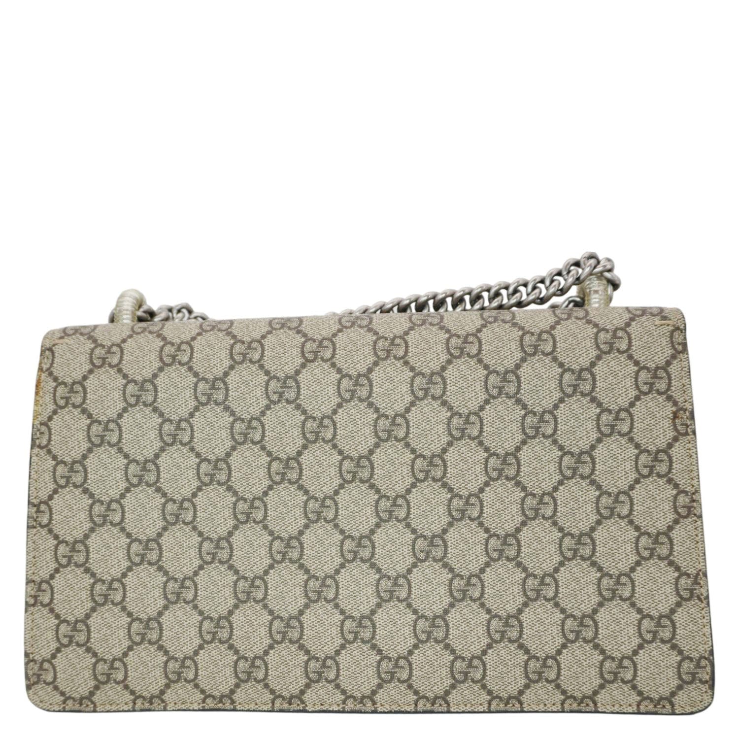 Gucci Dionysus Supreme Elephant Embroidered Shoulder Bag Beige