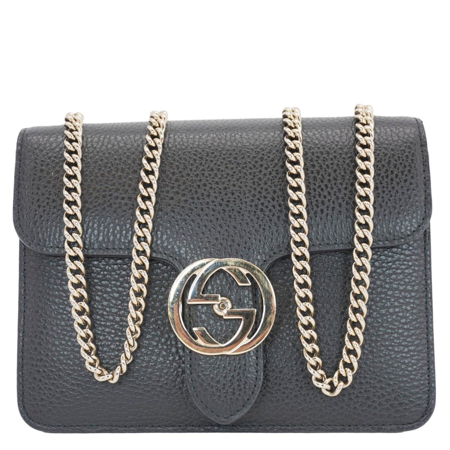 Gucci Interlocking Crossbody Bag Leather Black Crossbody Bag