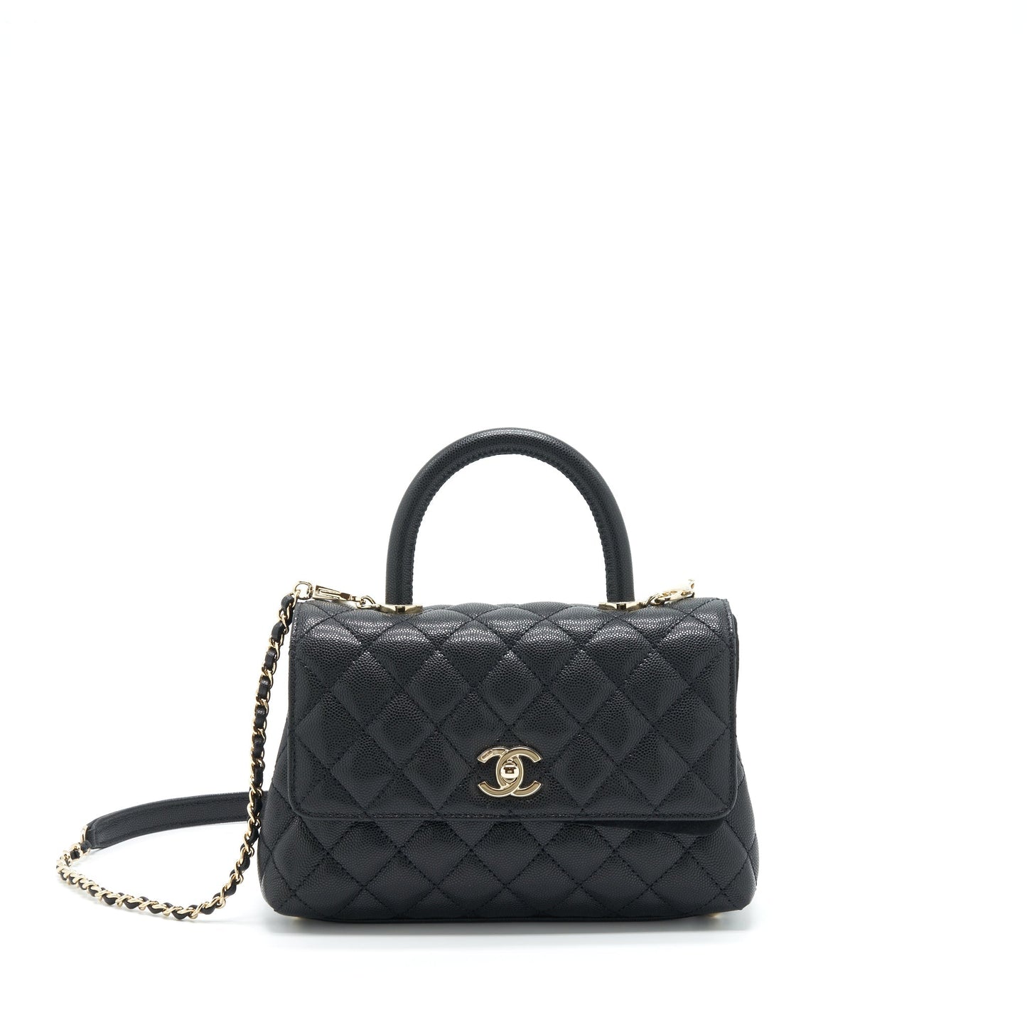 Chanel 22P Coco Handle Caviar LGHW Microchip Black Small Handbag Microchip 1