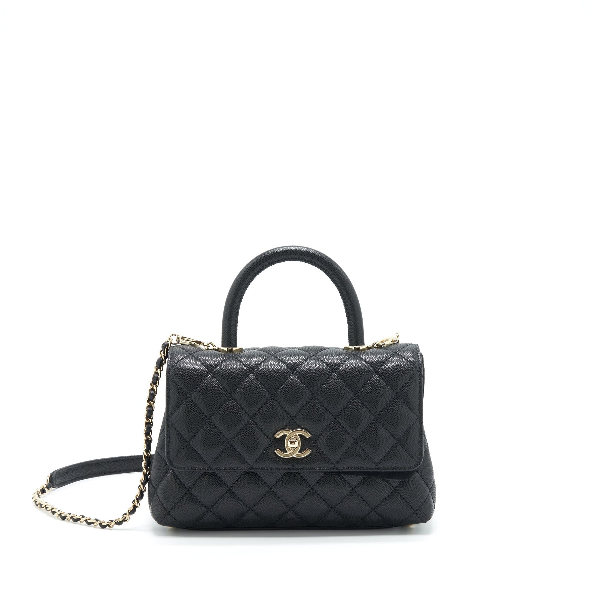 Chanel 22P Coco Handle Caviar LGHW Microchip Black Small Handbag Microchip 1