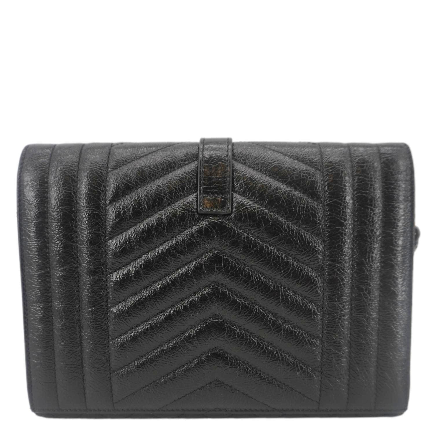 YSL Saint Laurent Yves Wristlet Clutch Leather Monogram Black Clutch Bag