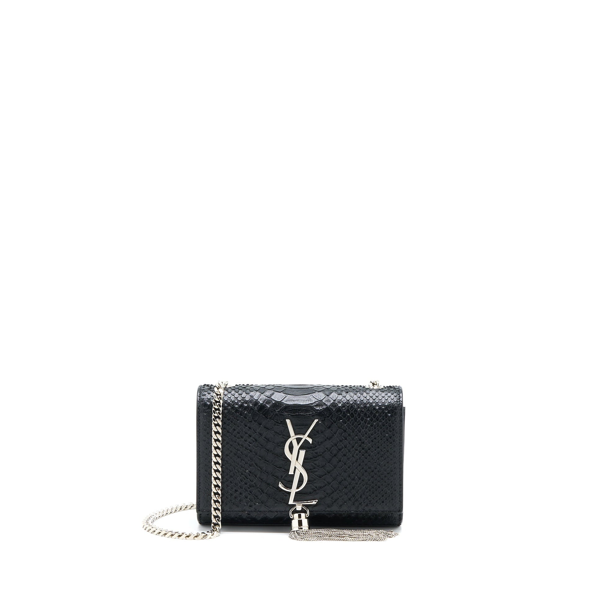 YSL Saint Laurent Saint Laurent Kate Python Embossed Calfskin Travel Black Small Travel Bag