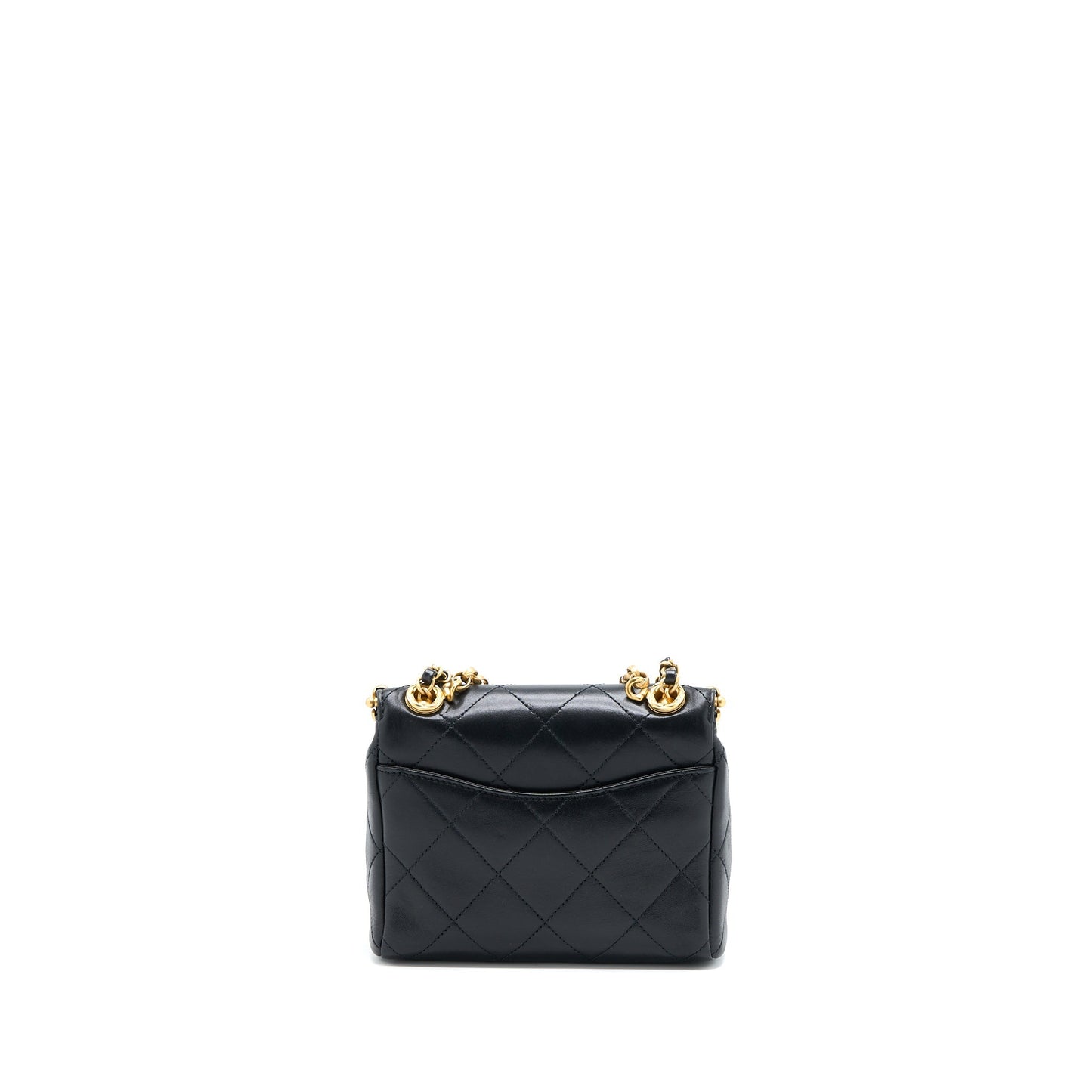 Chanel Kiss Clasp Lambskin Brushed GHW Black Lock Handbag