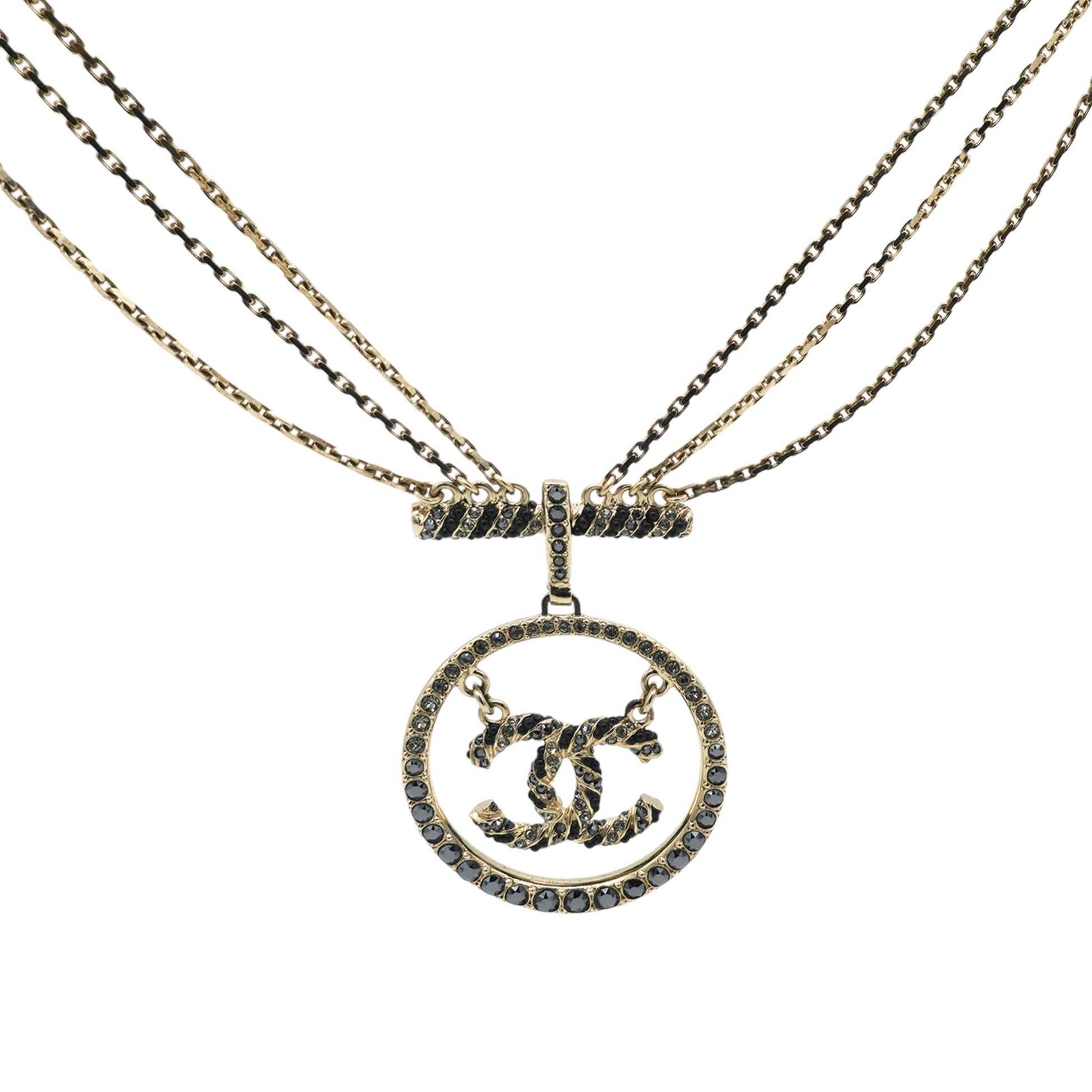 Gold CC Chanel   Charm Necklace