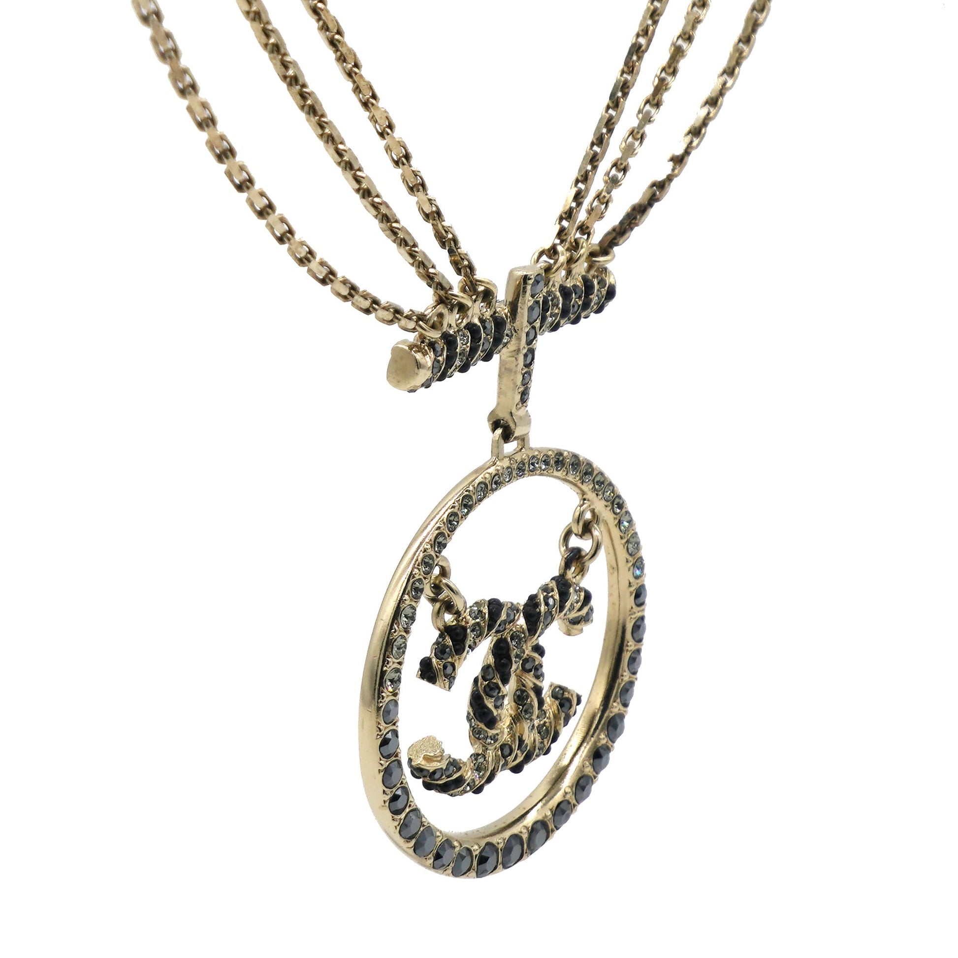 Gold CC Chanel   Charm Necklace