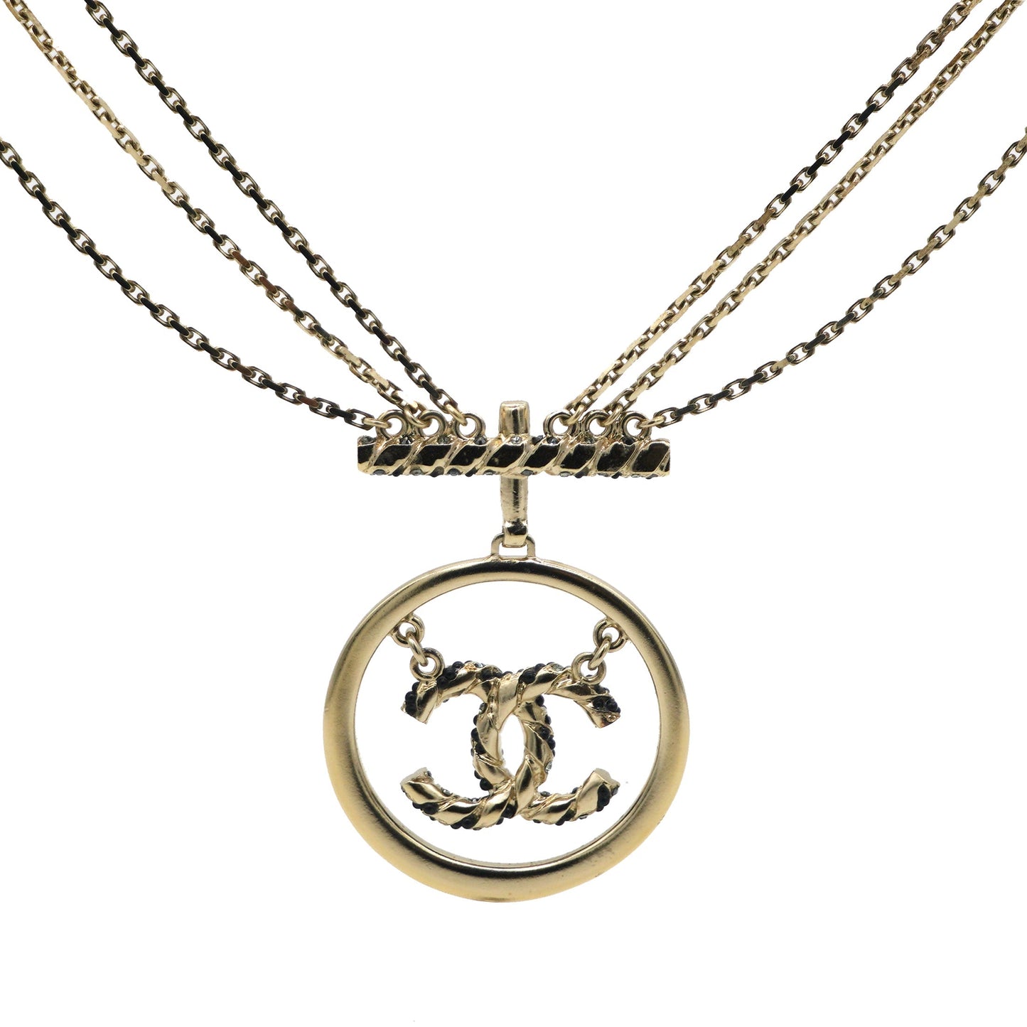 Gold CC Chanel   Charm Necklace