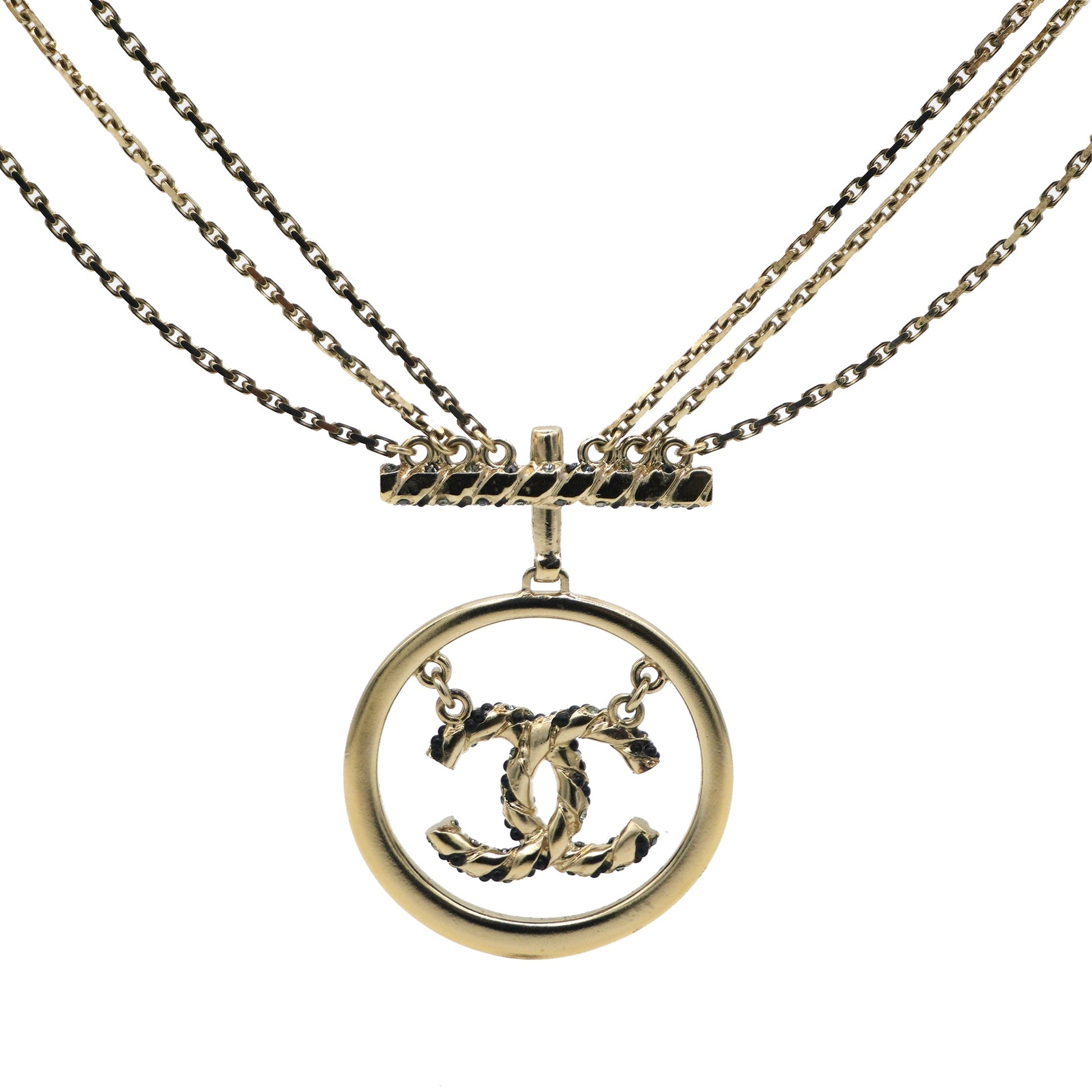 Gold CC Chanel   Charm Necklace