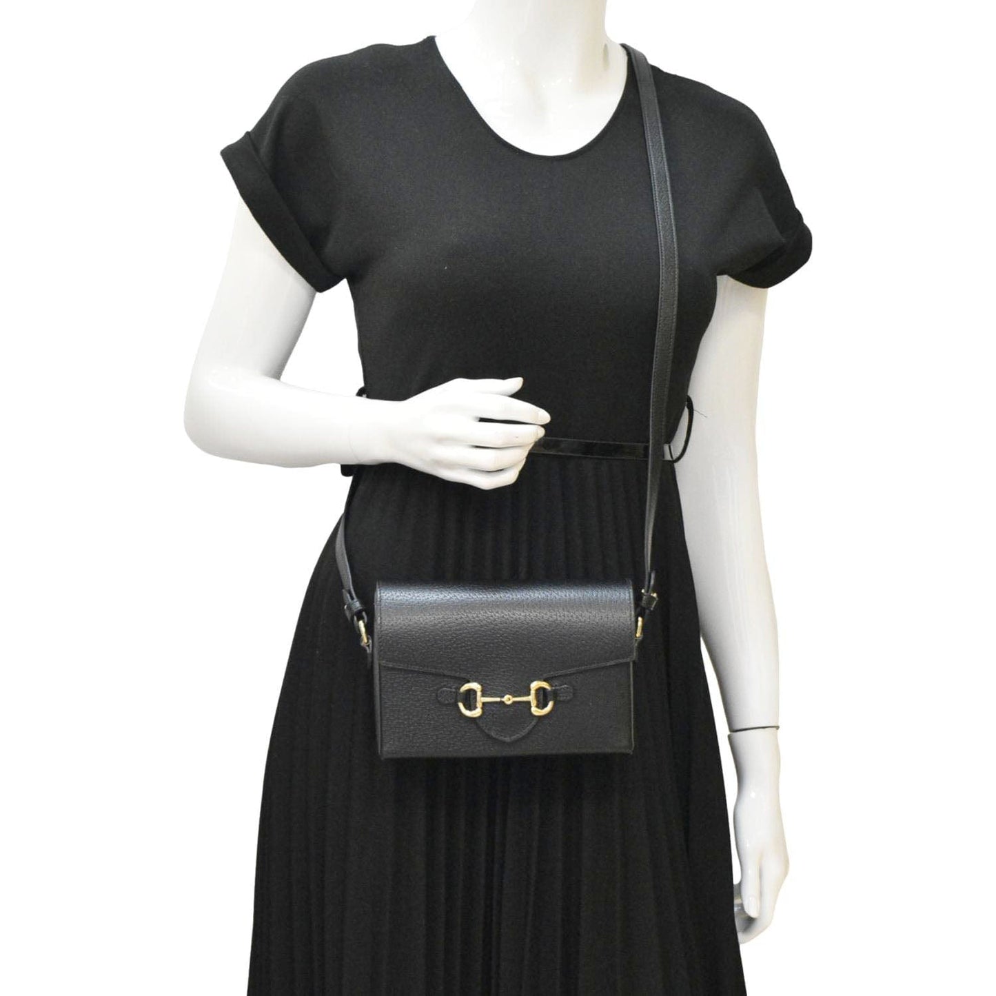 Gucci Horsebit Shoulder Bag Leather Black Flap Bag