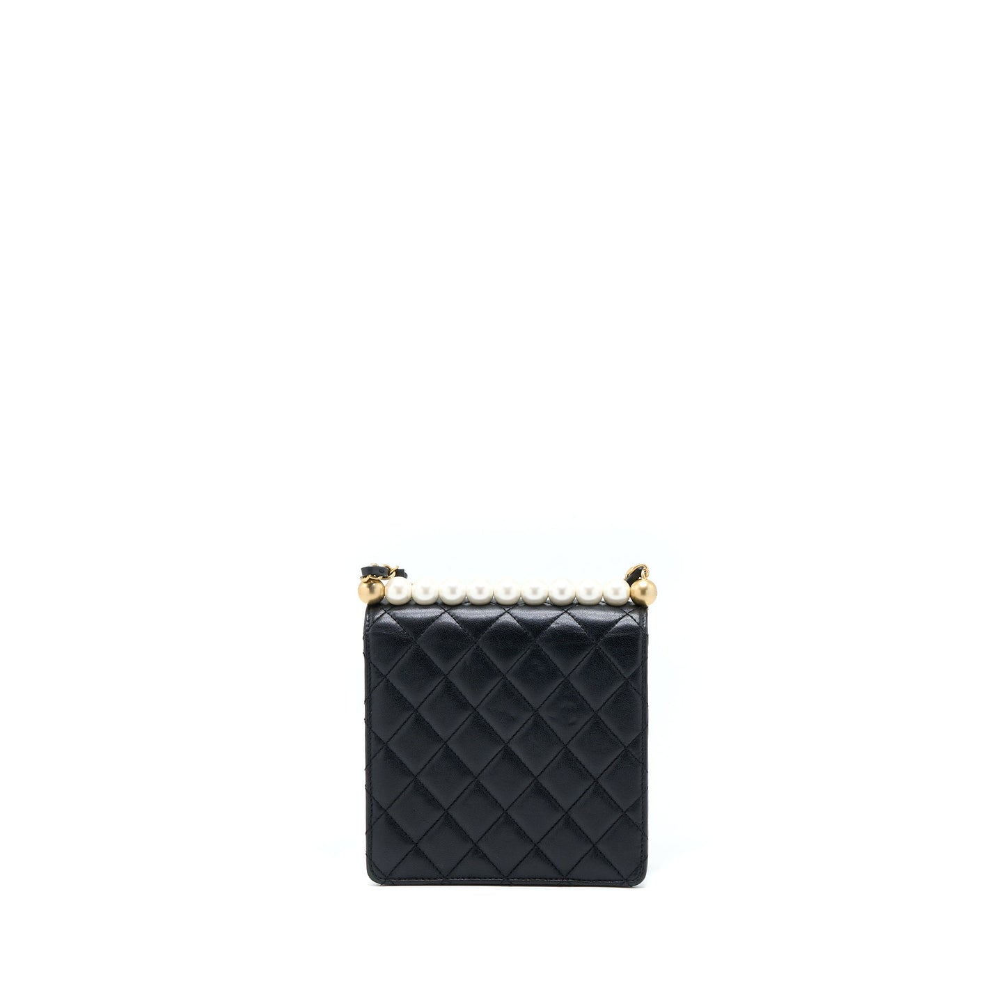Chanel Vertical Pearl Flap Goatskin GHW Black Shoulder Bag