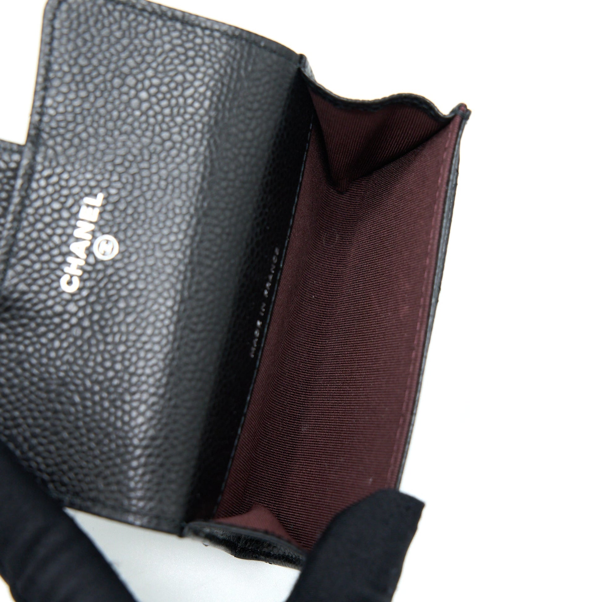 Chanel Classic Flap Card Holder Caviar SHW Black Wallet Case Shw 3