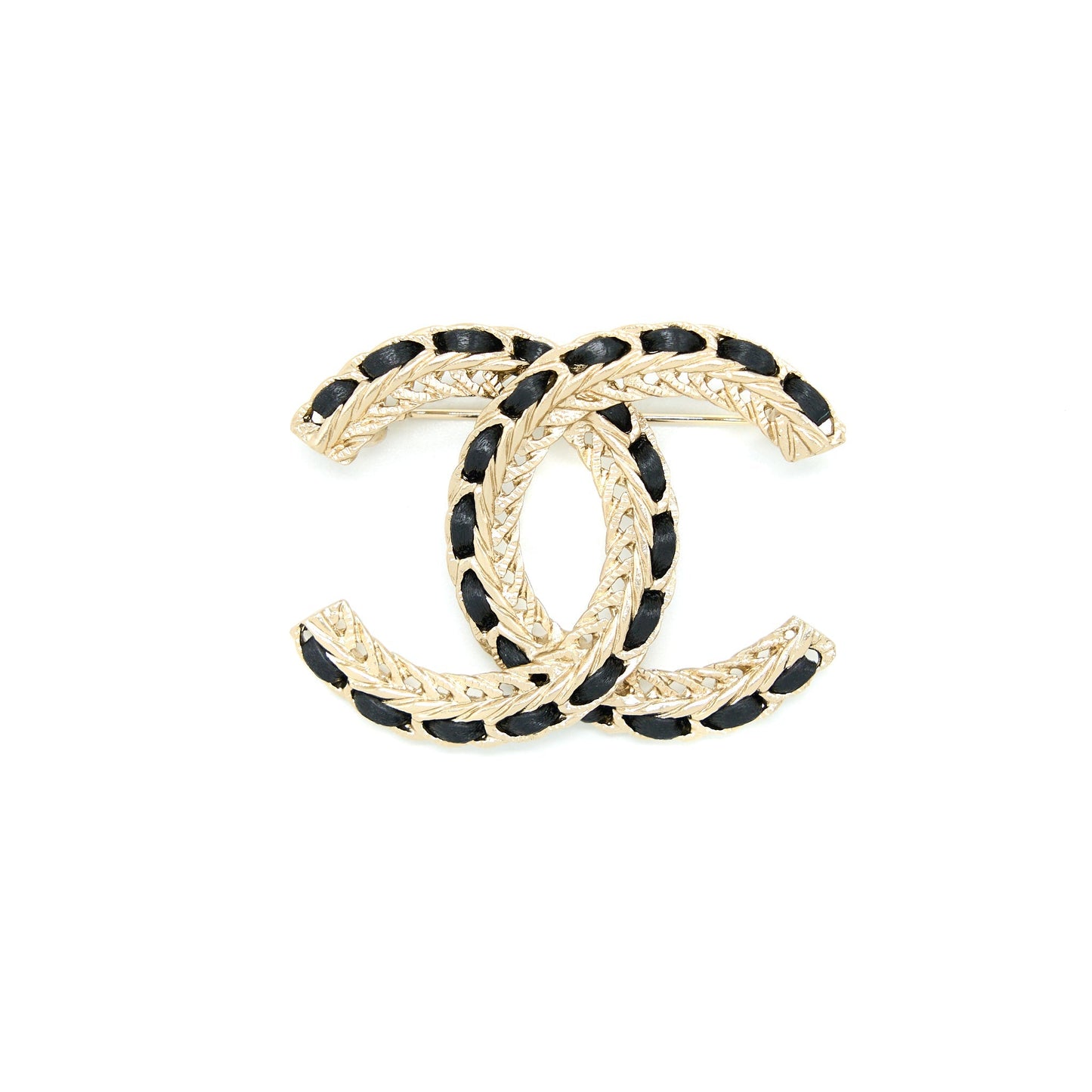 Chanel CC Logo Brooch LGHW Black Leather Handbag With Charm