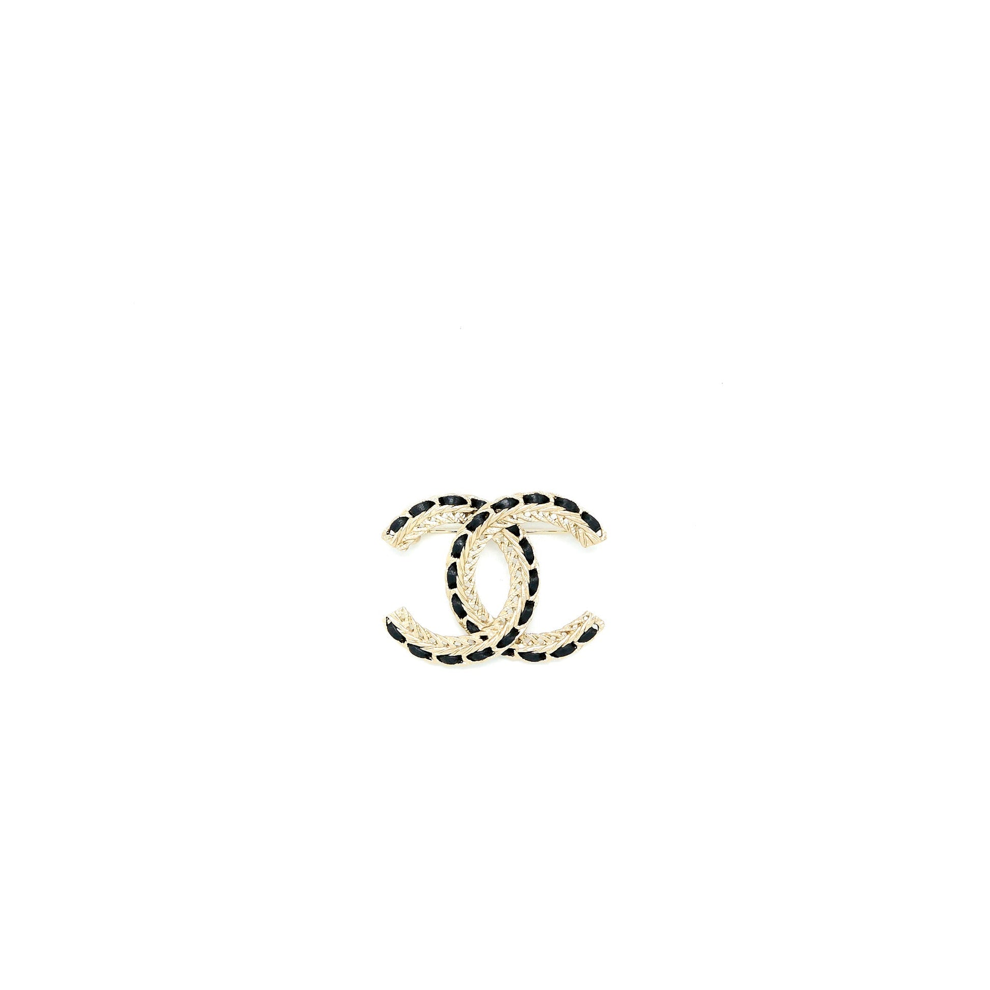Chanel CC Logo Brooch LGHW Black Leather Handbag With Charm