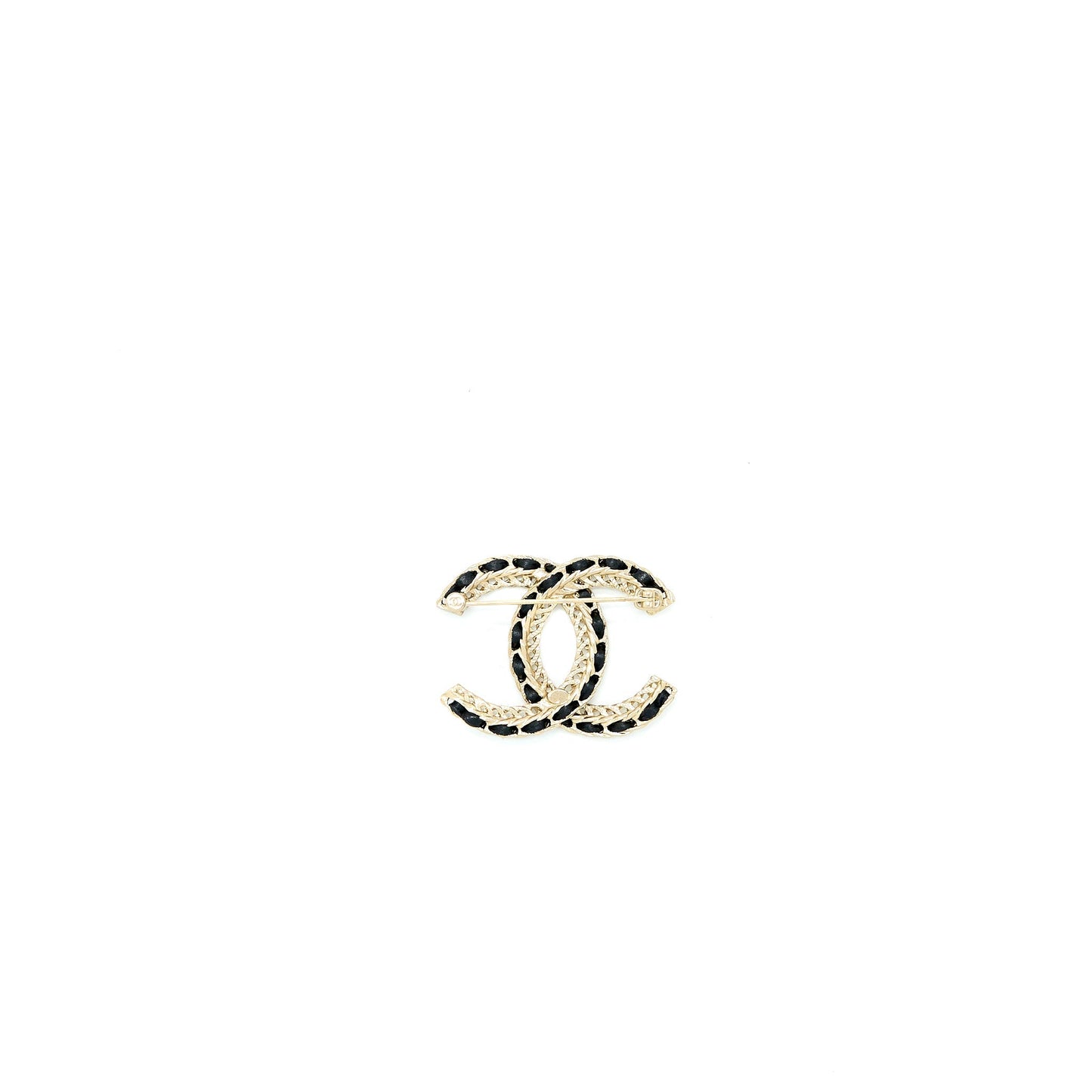 Chanel CC Logo Brooch LGHW Black Leather Handbag With Charm