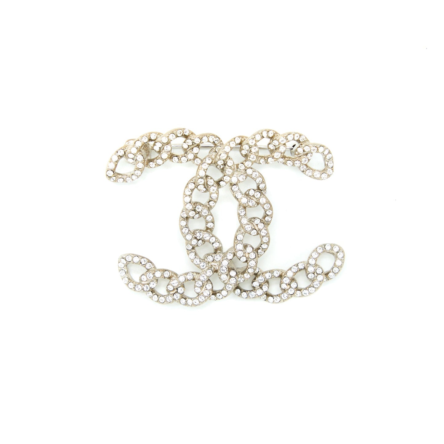Chanel Twisted CC Crystal Logo Brooch SHW Handbag