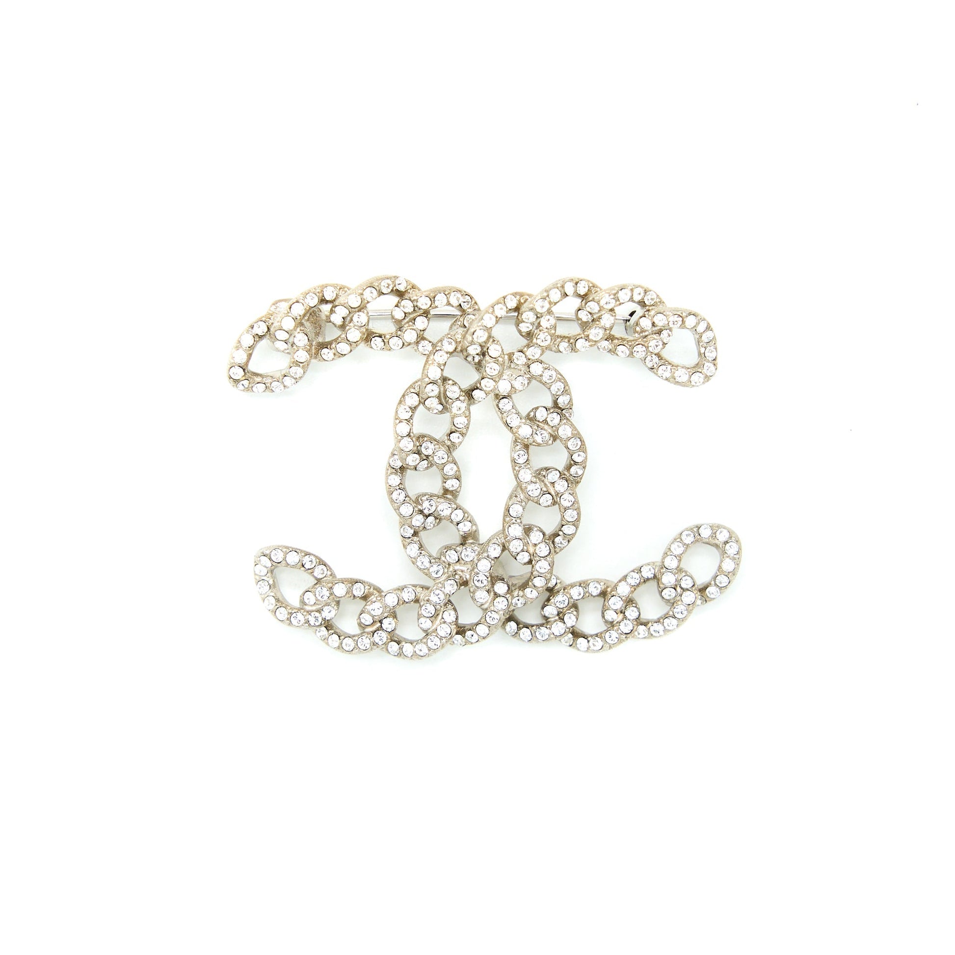 Chanel Twisted CC Crystal Logo Brooch SHW Handbag