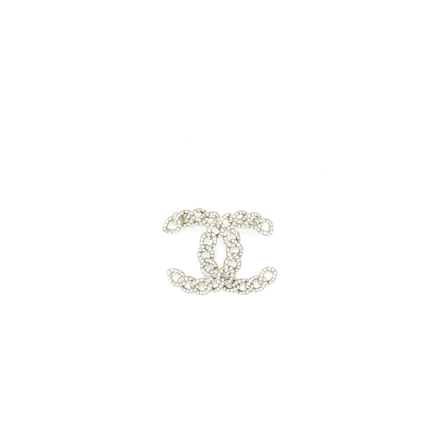 Chanel Twisted CC Crystal Logo Brooch SHW Handbag