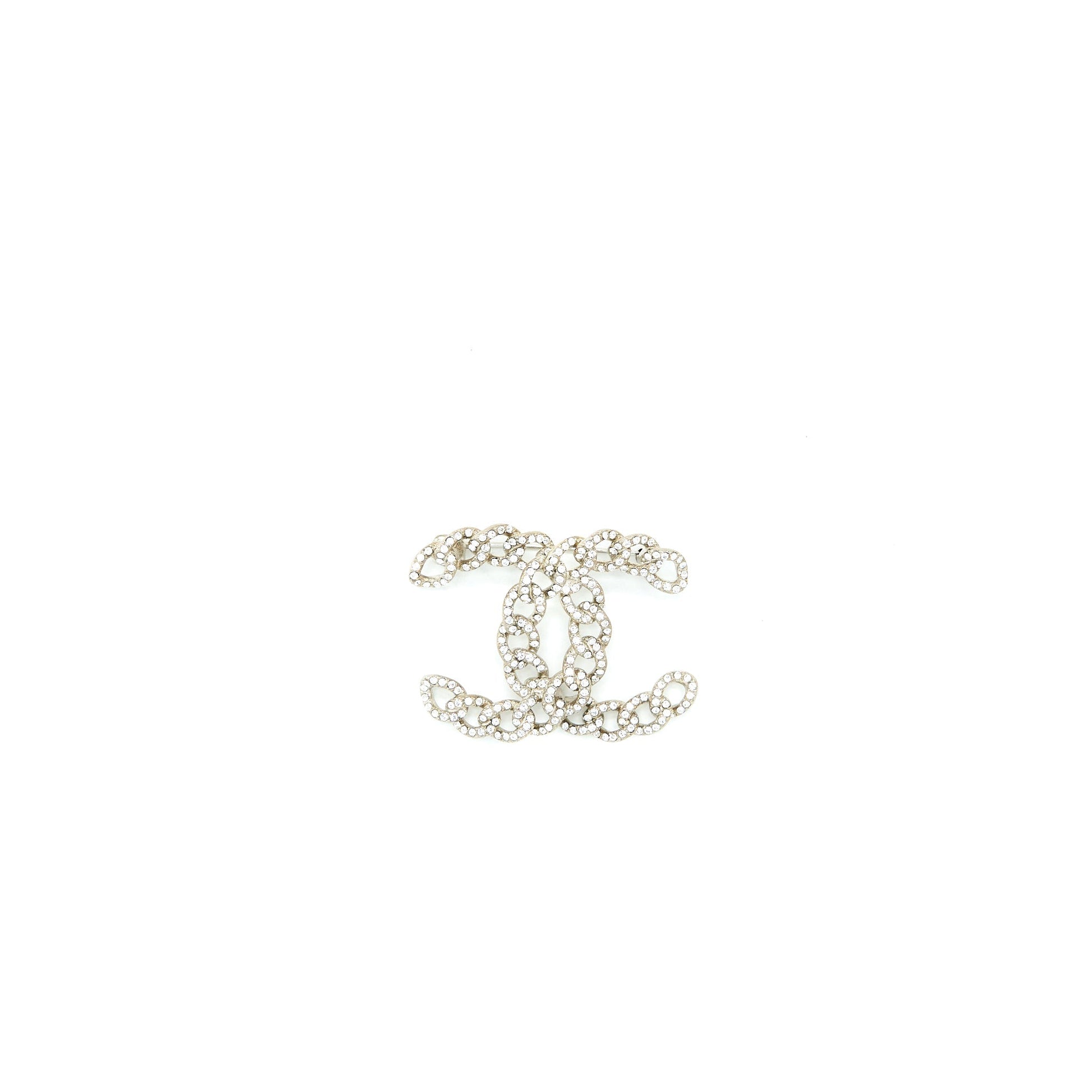 Chanel Twisted CC Crystal Logo Brooch SHW Handbag