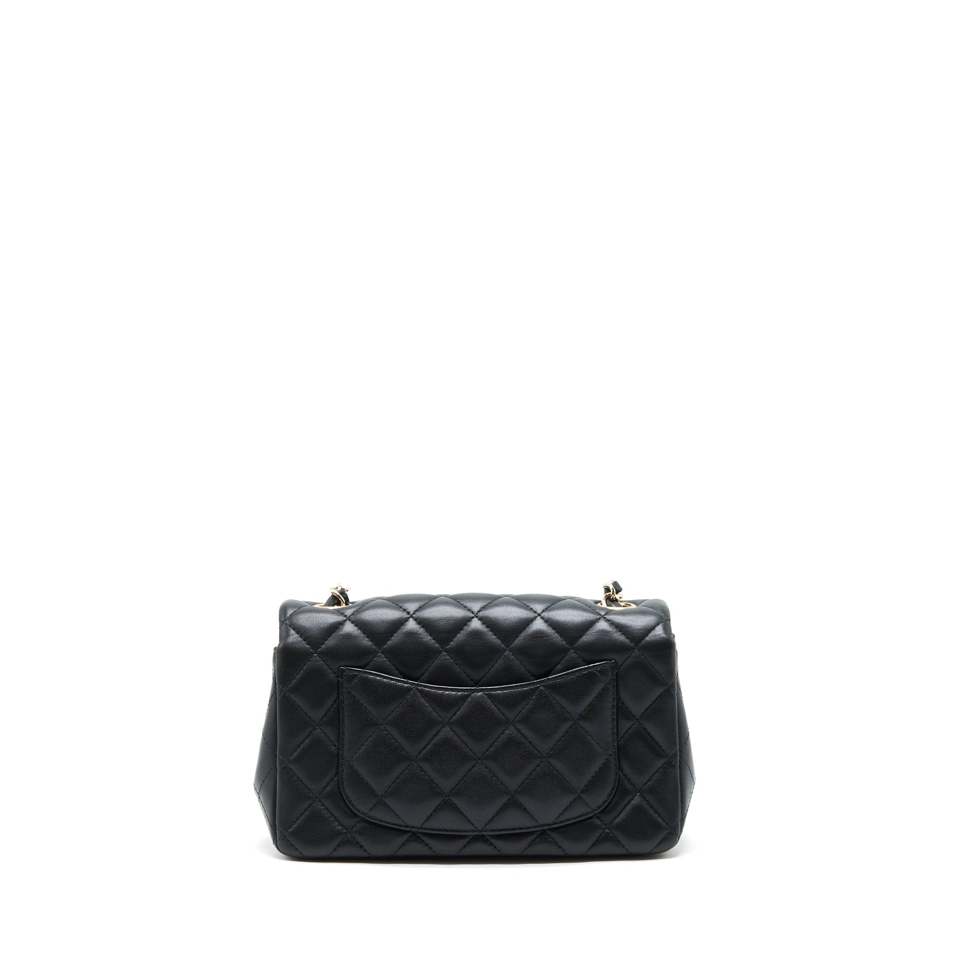 Chanel rectangular flap Lambskin LGHW Black Shoulder Bag