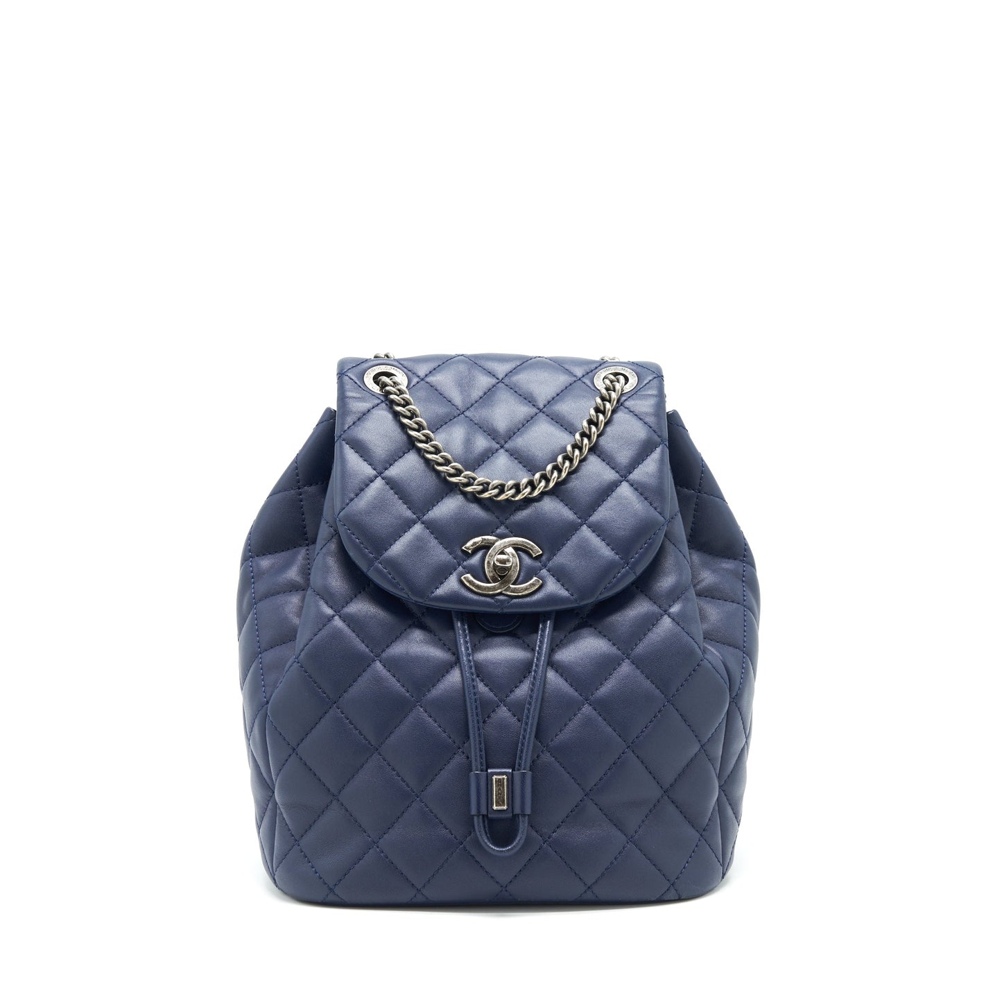 Chanel Quilted Backpack Navy Ruthenium SHW Blue