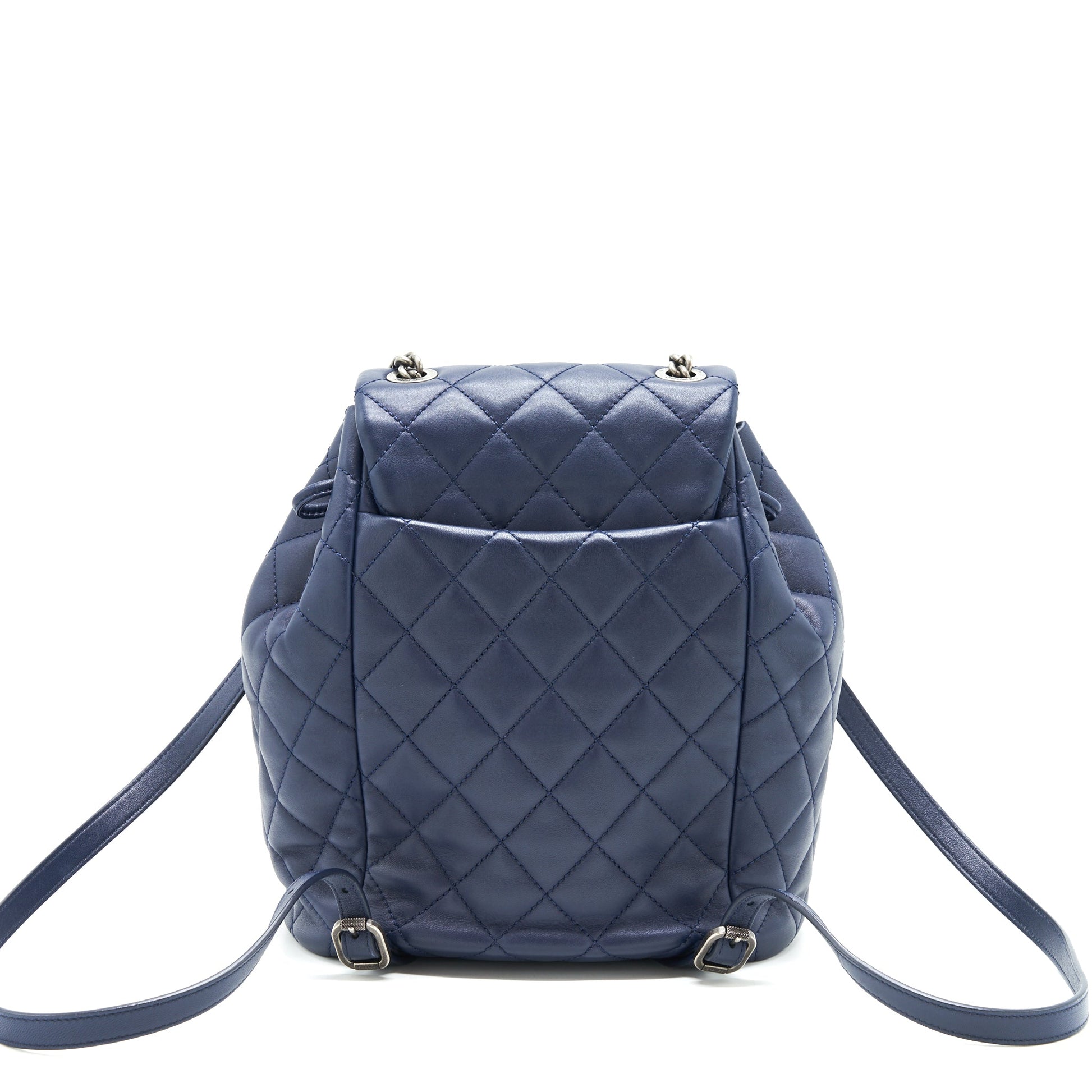 Chanel Quilted Backpack Navy Ruthenium SHW Blue
