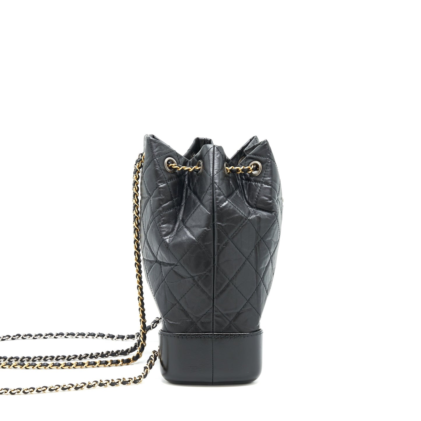 Chanel Gabrielle Backpack Quilted calfskin Sliver HW Black Gold