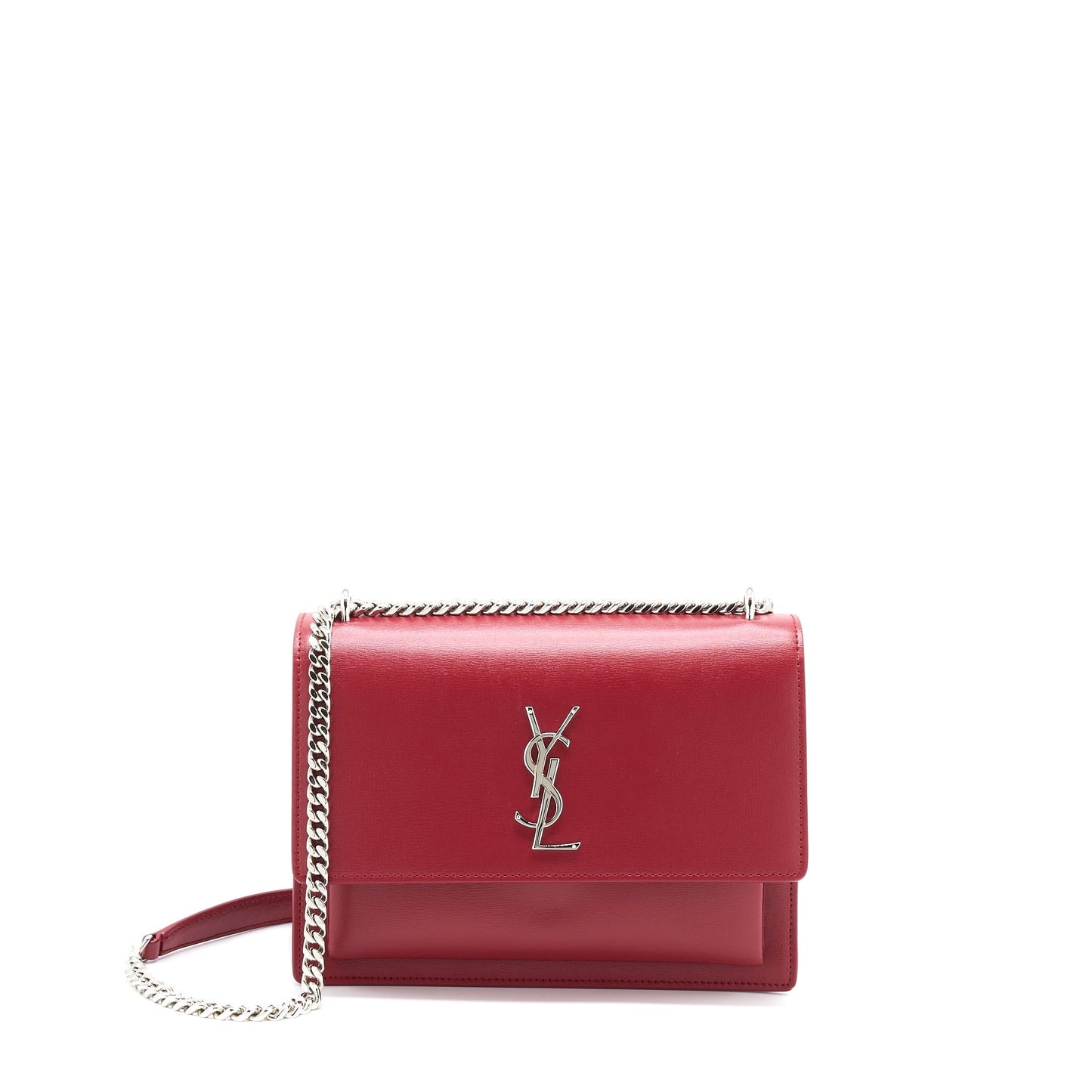 YSL Saint Laurent Sunset Purse Calfskin Travel Bag Red