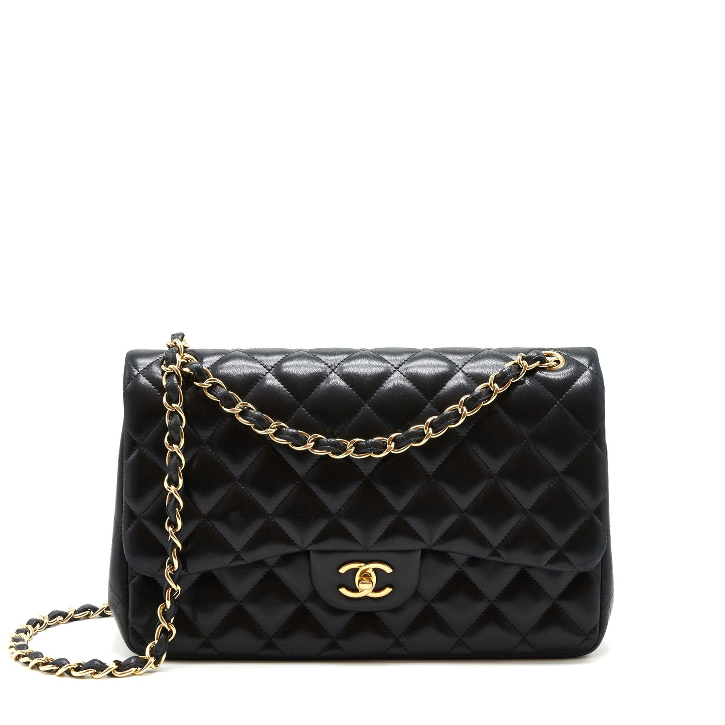 Chanel Classic Jumbo double flap Lambskin GHW Black Shoulder Bag