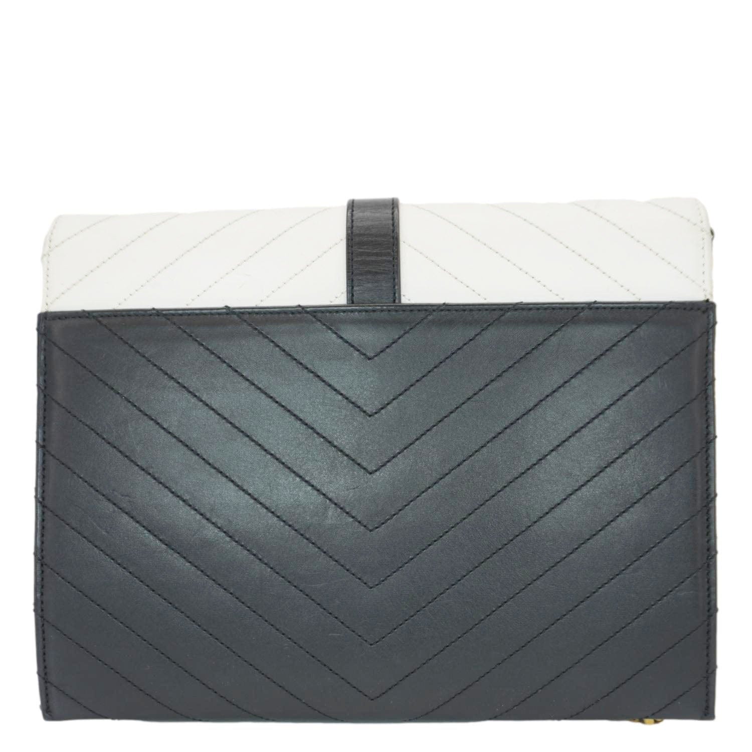 YSL Saint Laurent Yves Envelope Shoulder Bag Bicolor Leather Chain