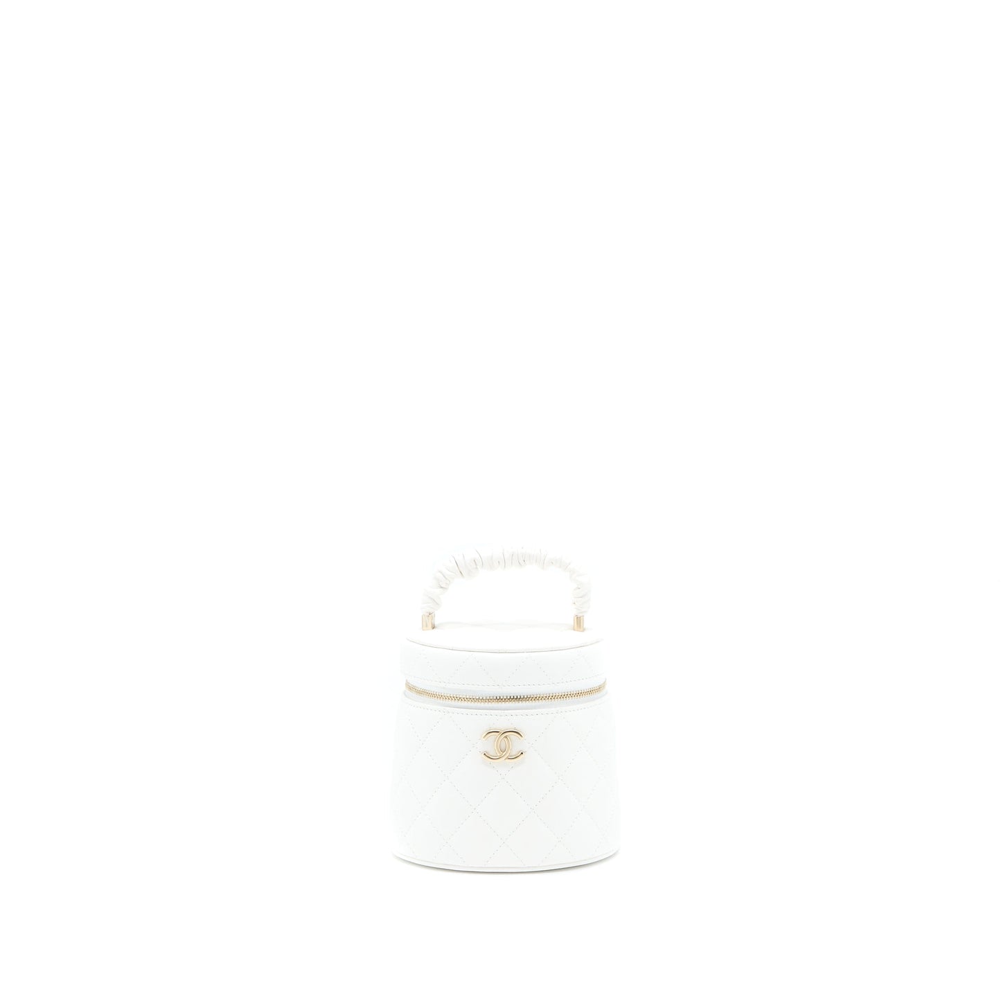 Chanel Top Handle Vanity Lambskin GHW White Handbag
