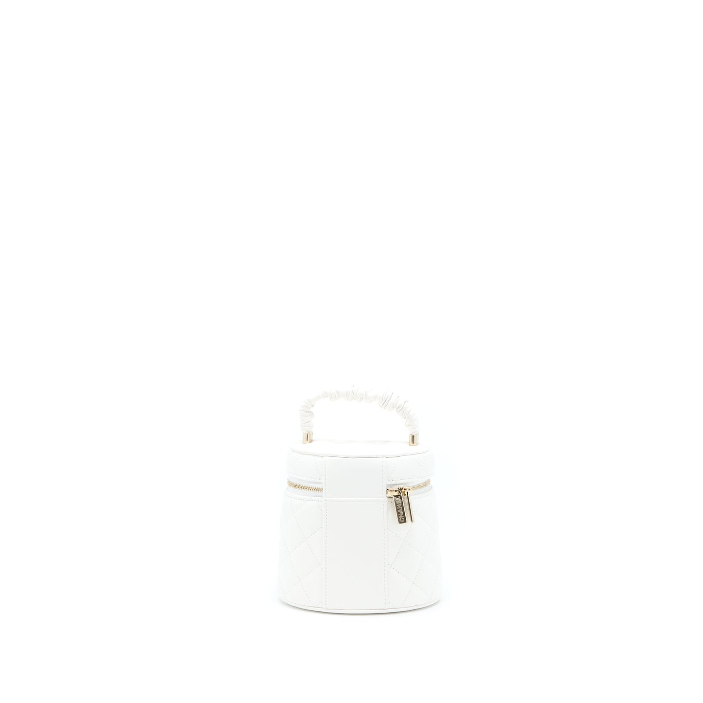 Chanel Top Handle Vanity Lambskin GHW White Handbag