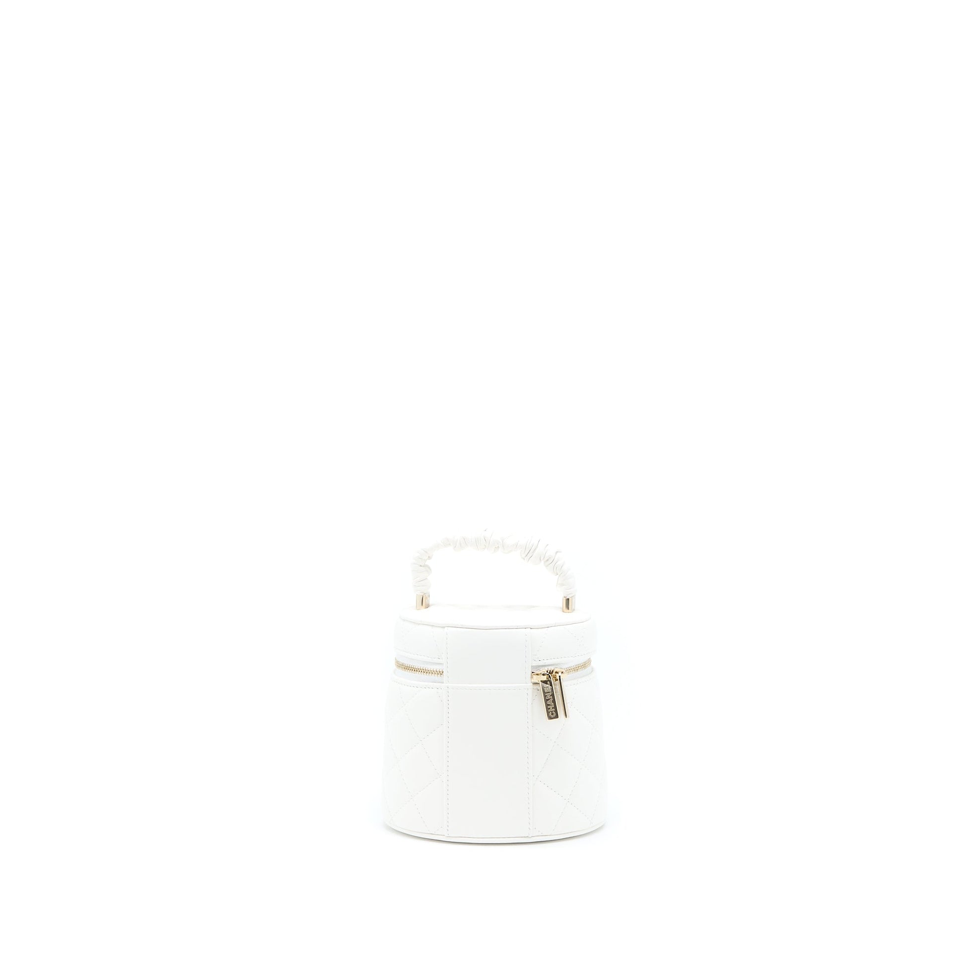 Chanel Top Handle Vanity Lambskin GHW White Handbag