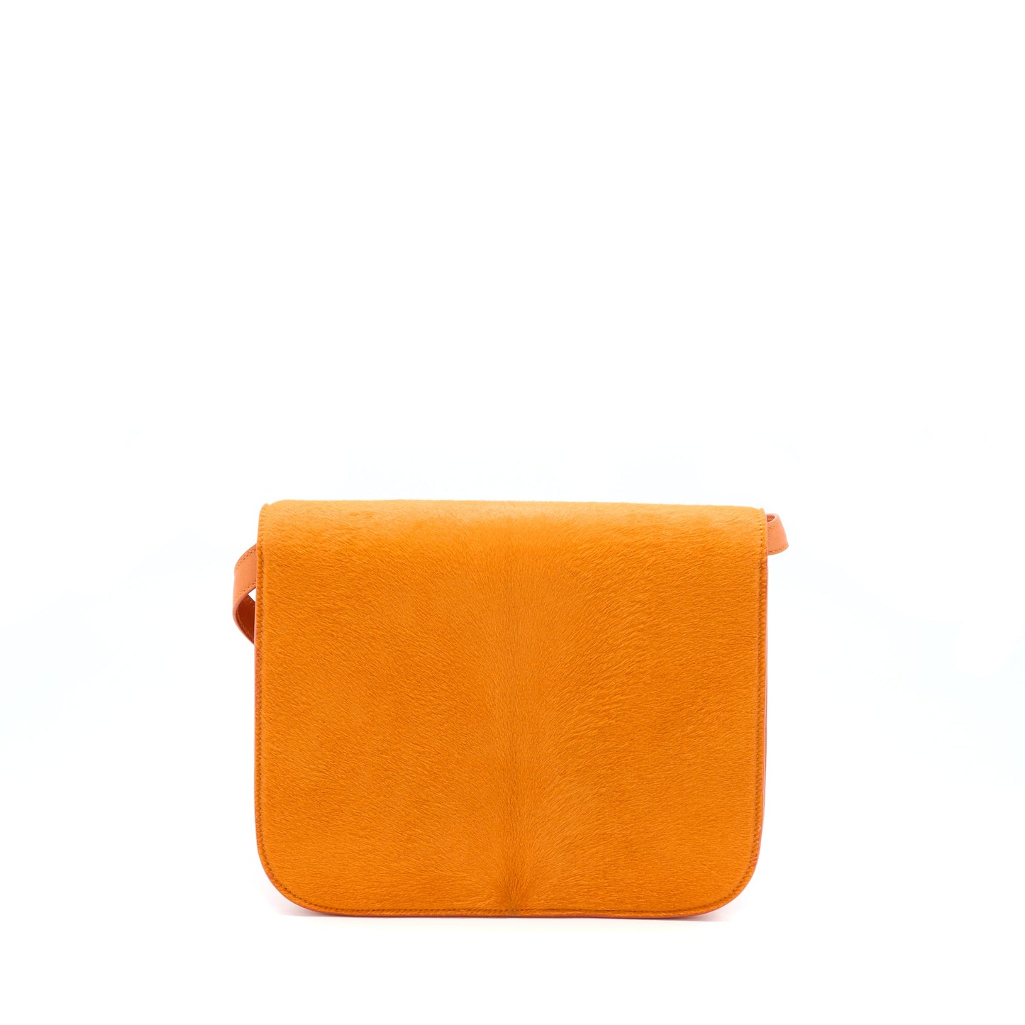 Celine Classic Box Horsehair Orange Handbag Medium Travel Bag