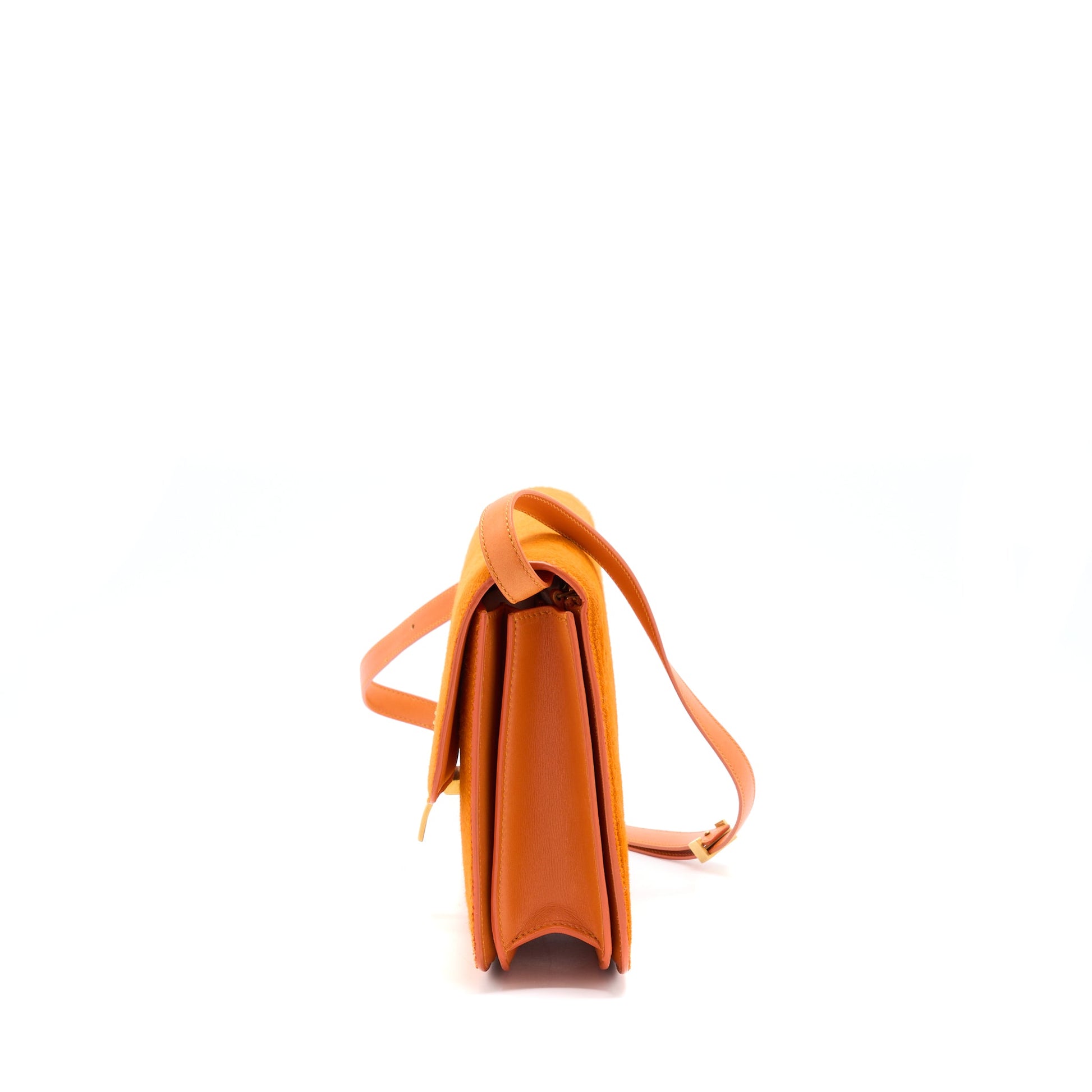 Celine Classic Box Horsehair Orange Handbag Medium Travel Bag