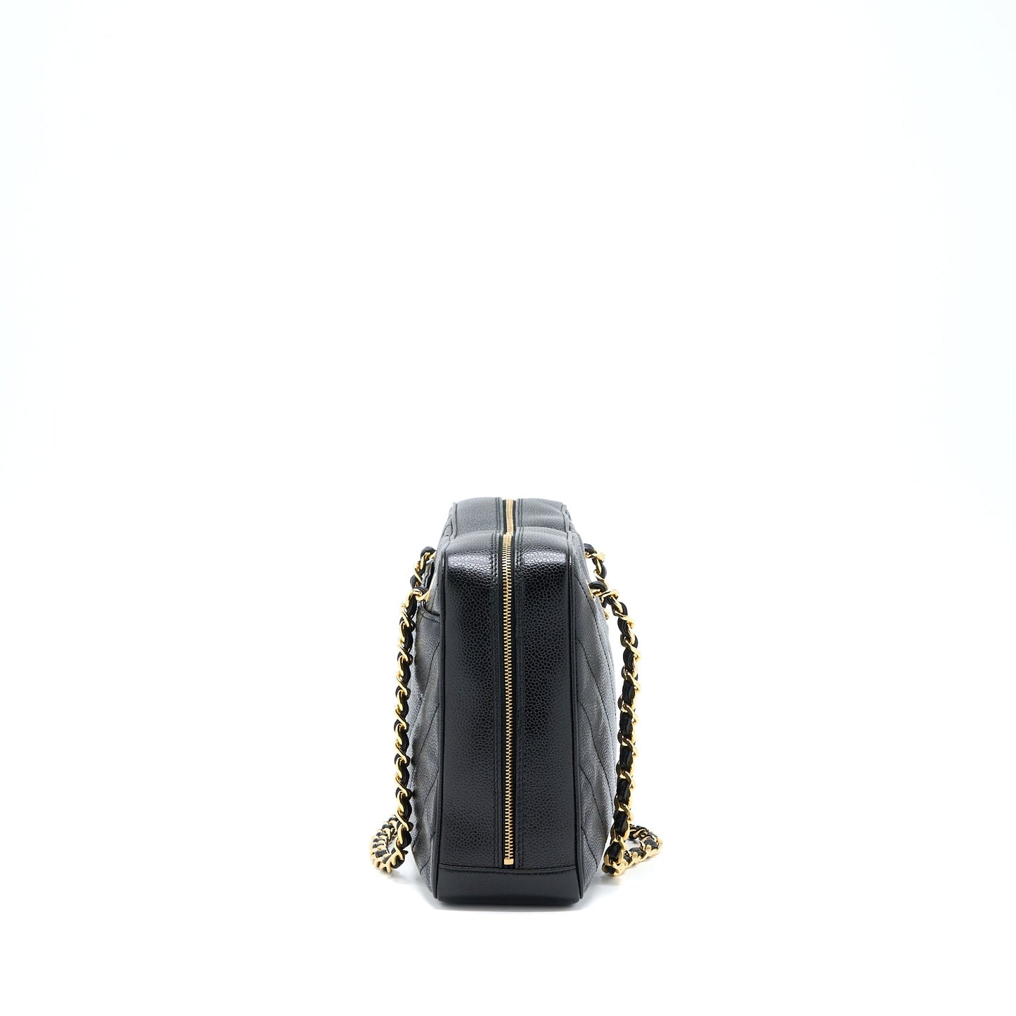 Chanel Camera Chevron Caviar GHW Black Tote Bag
