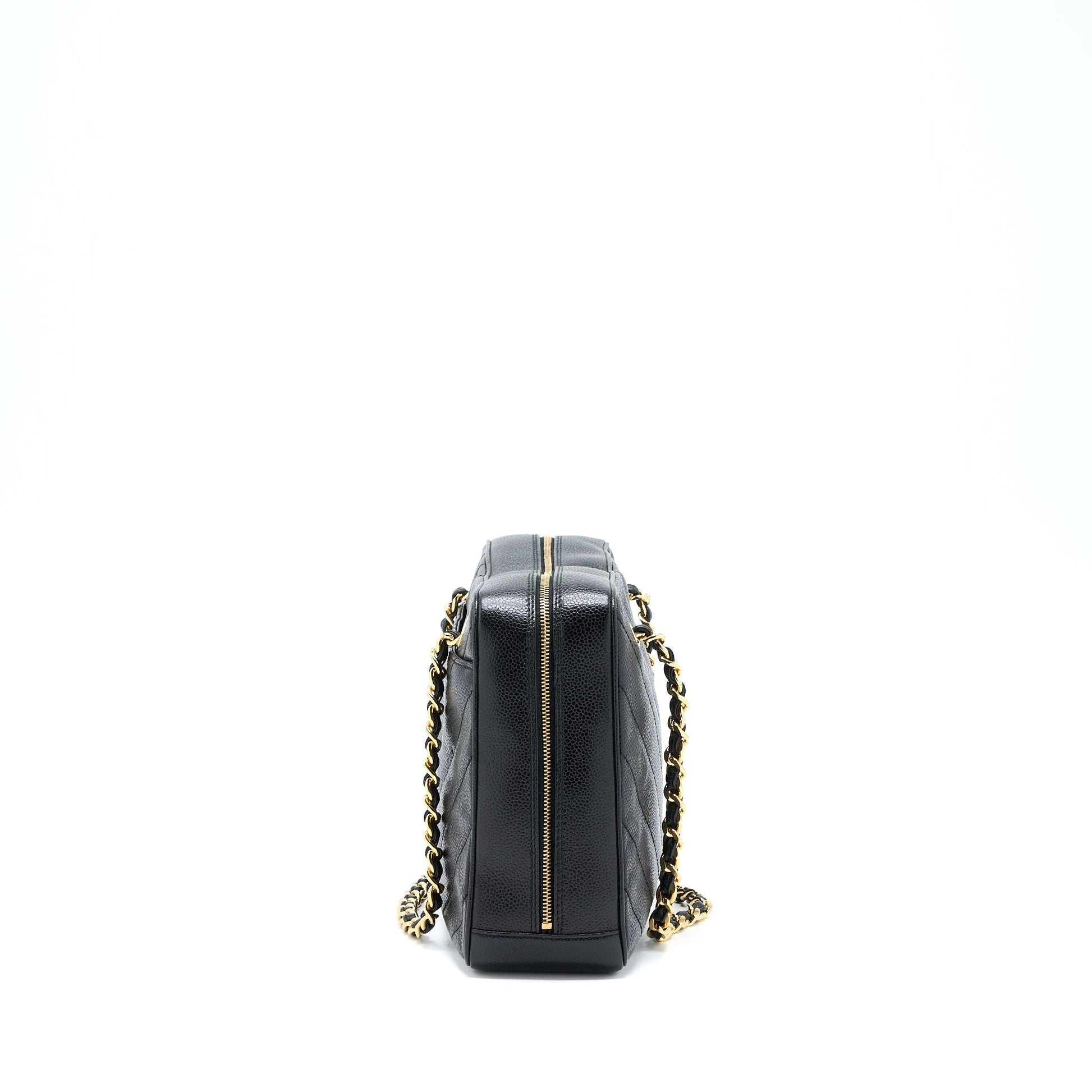 Chanel Camera Chevron Caviar GHW Black Tote Bag