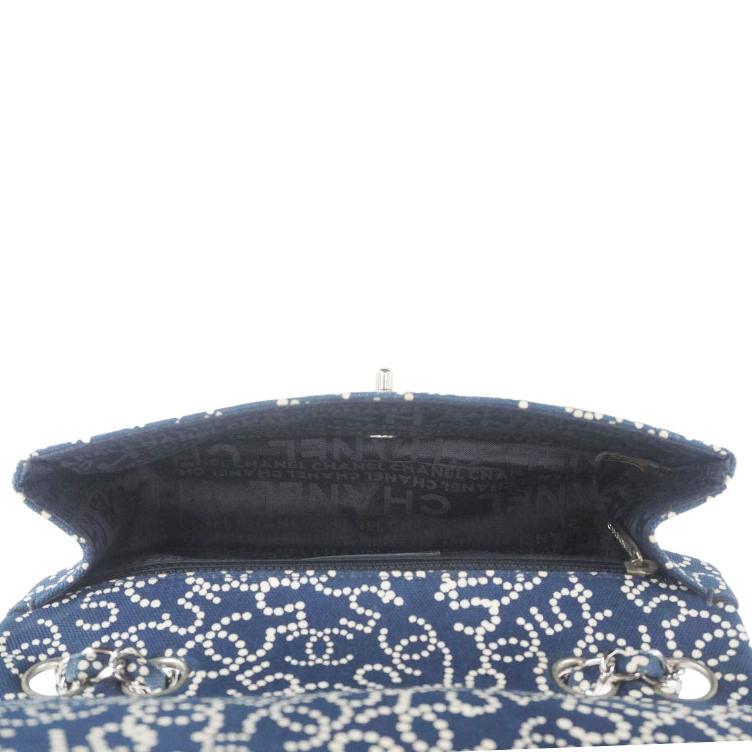 Chanel Coco Mark No 5 Icon Canvas Chain Shoulder Bag Navy Blue