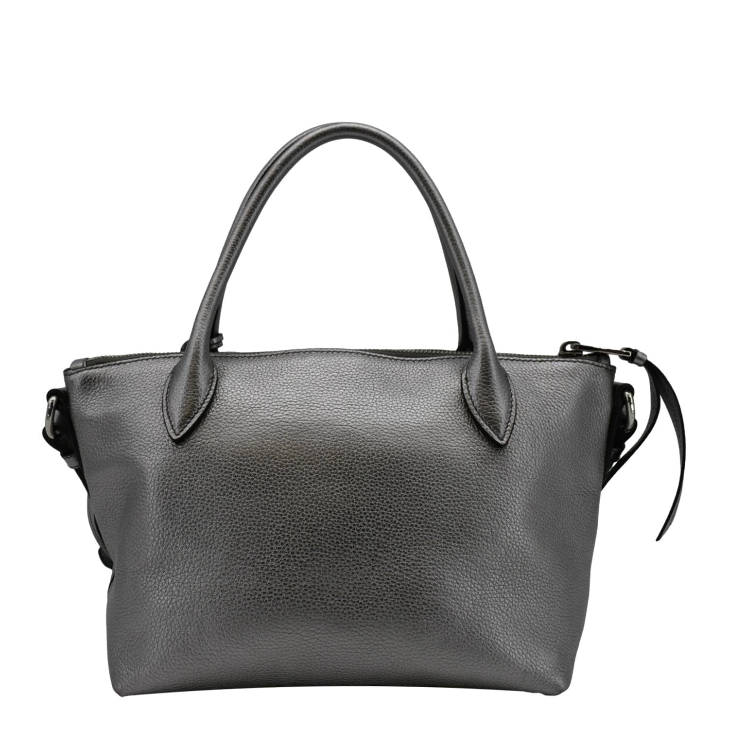 Vitello Daino Tote Shoulder Bag Leather Silver