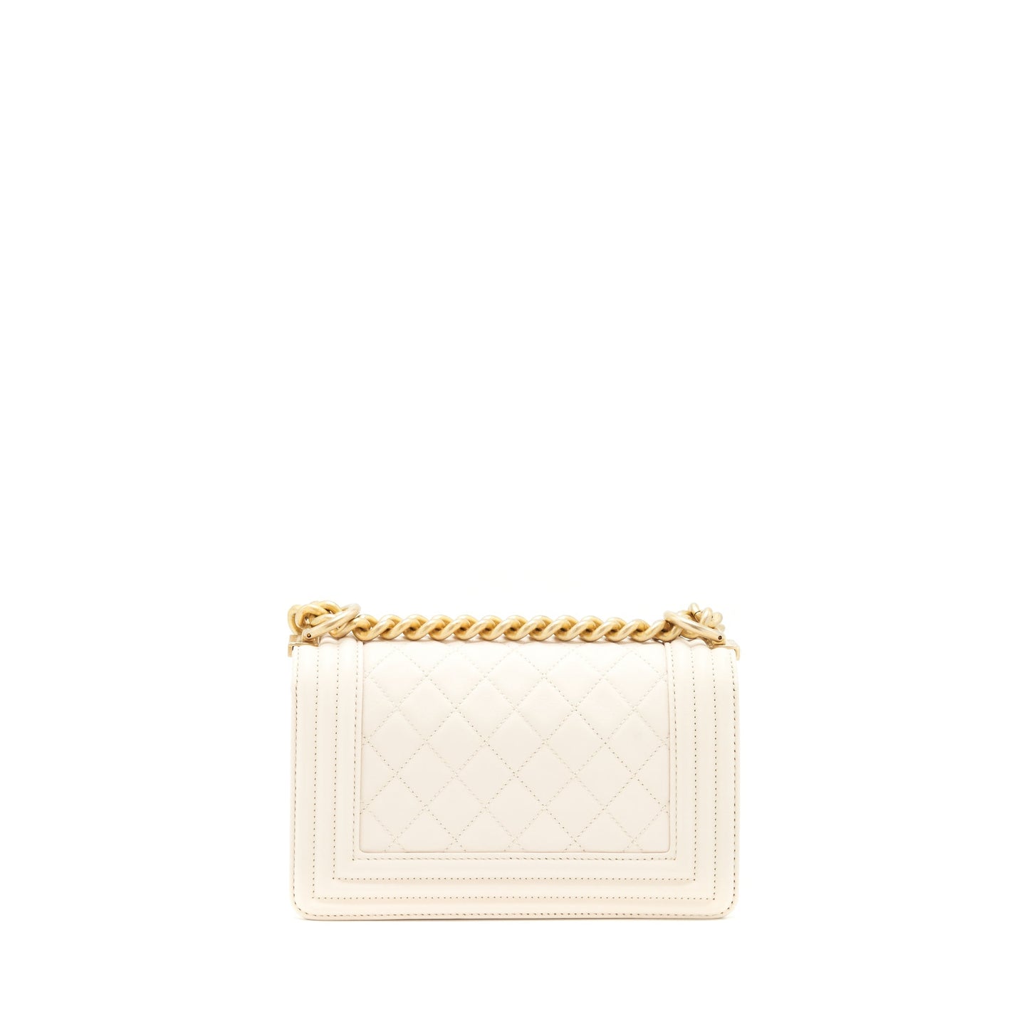 Chanel Boy Calfskin GHW White Small Handbag